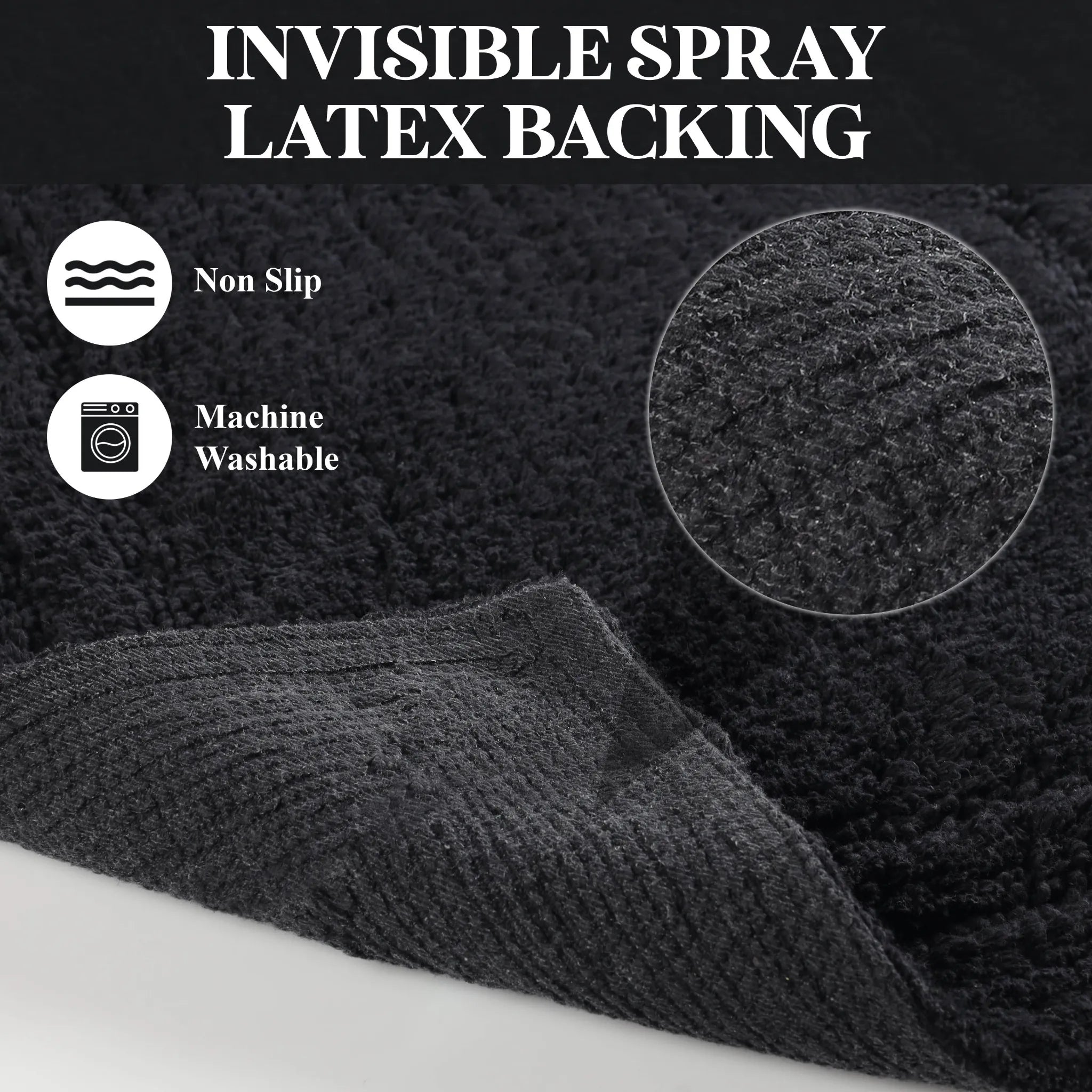 Non-Slip Cotton Bathroom Rug Set - 2 Piece Washable Absorbent Bath Mat with Anti-Skid Backing for Bathroom, Shower & Vanity Area