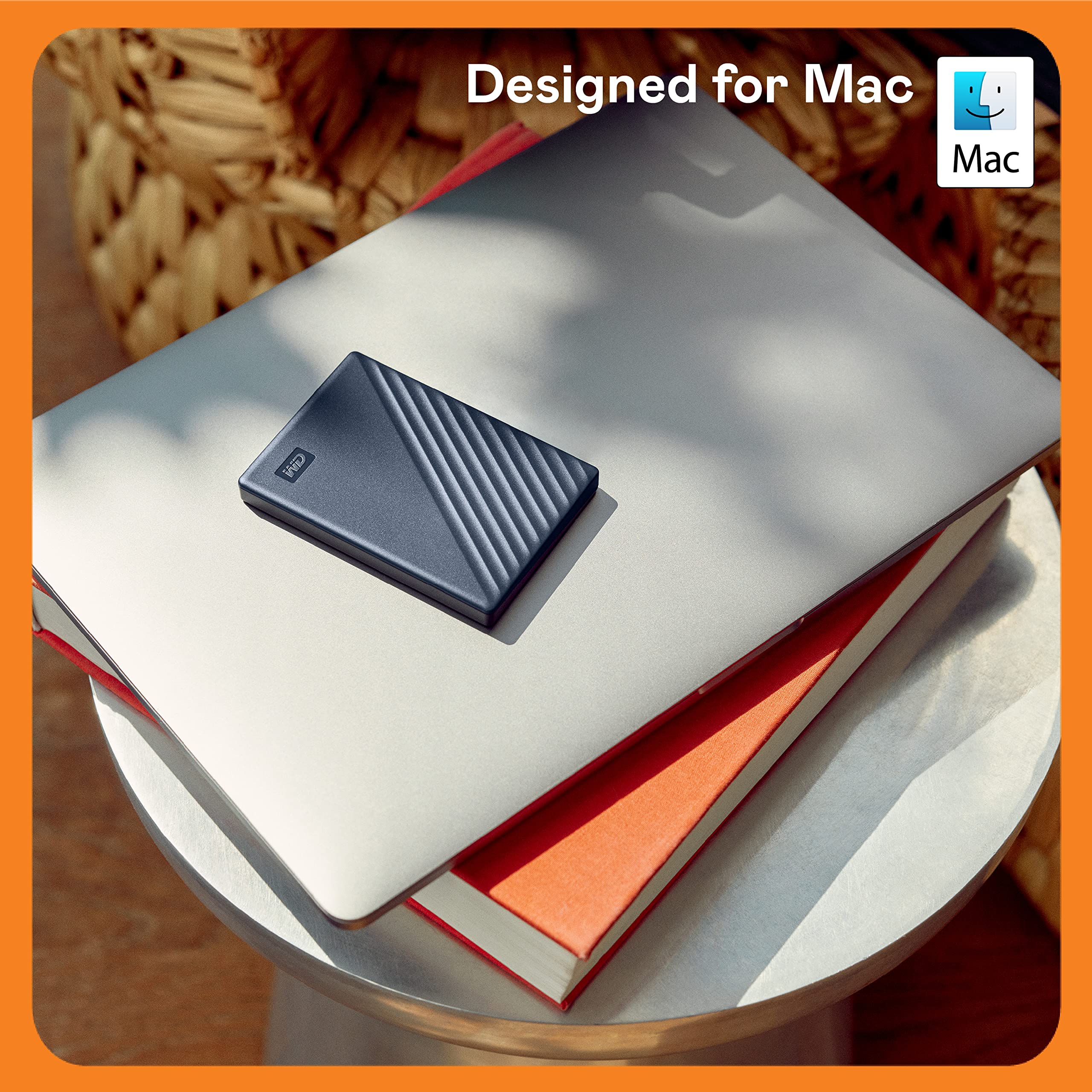 WD 6TB My Passport for Mac External Hard Drive - Navy Blue, Portable USB 3.1/USB 3.0 HDD with Backup Software & Password Protection (WDBK6C0060BBL-WESN) - Perfect for Mac Users, Data Backup, File Storage & Travel Use