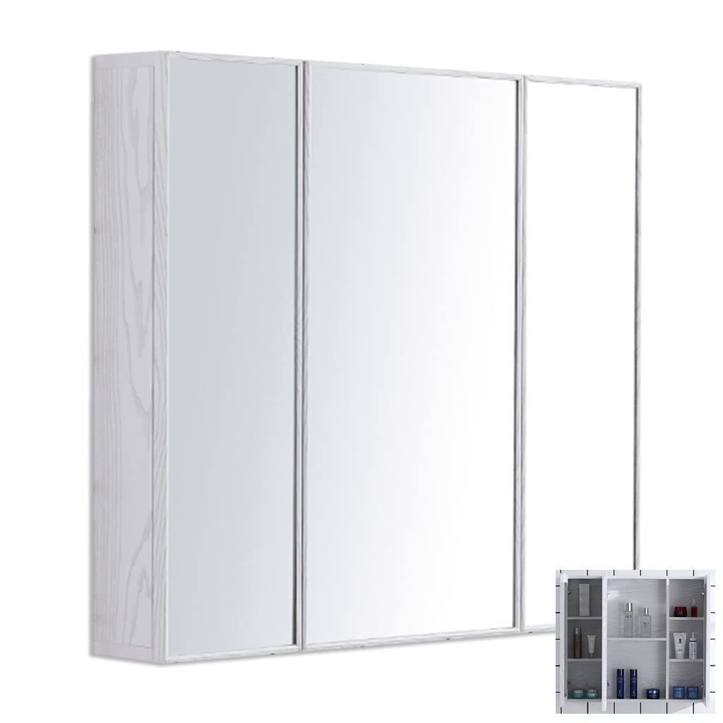 Waterproof Aluminum Alloy Mirror Medicine Cabinet with Multi-Layer Shelves - 3 Door Bathroom Storage & Wall Mounted Kitchen Cabinet for Bathroom, Bedroom, and Makeup Vanity Organization