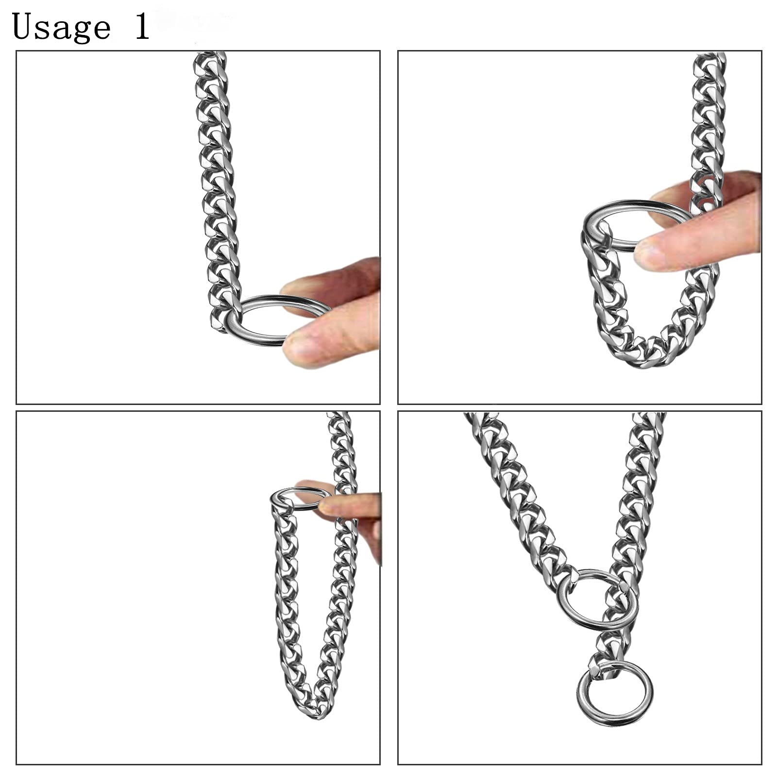 Heavy Duty Silver Dog Choker Collar - 16 18 20 22 24 26 Inch Adjustable Training Chain for Large Dogs | Cuban Link Necklace Style Pet Collar | Perfect for Obedience Training & Daily Walks (20 Inch, Silver)