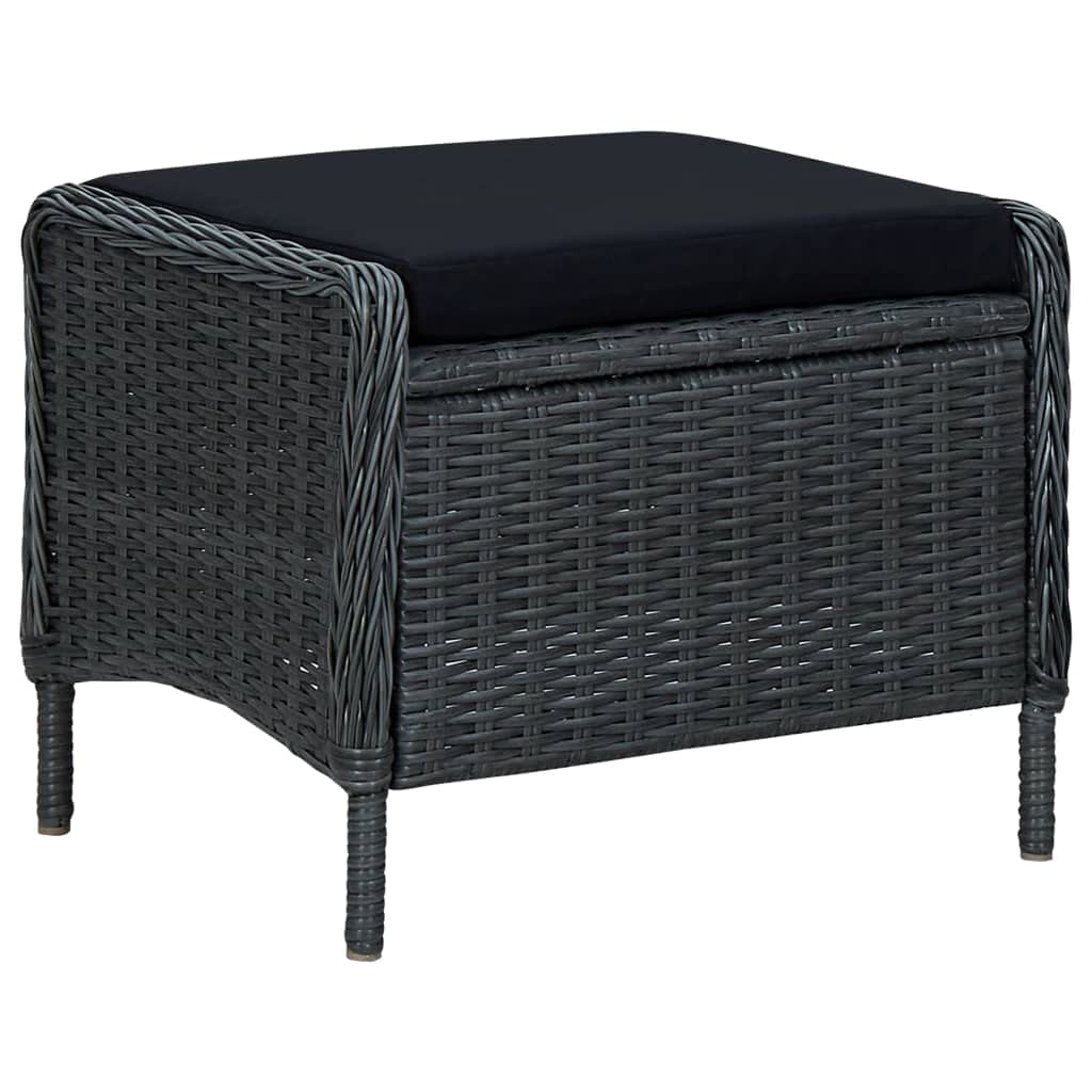 vidaXL 9-Piece Patio Dining Set with Glass Tabletop & Rattan Chairs with Cushions - Modern Dark Gray Outdoor Furniture for Garden, Backyard, and Poolside Dining