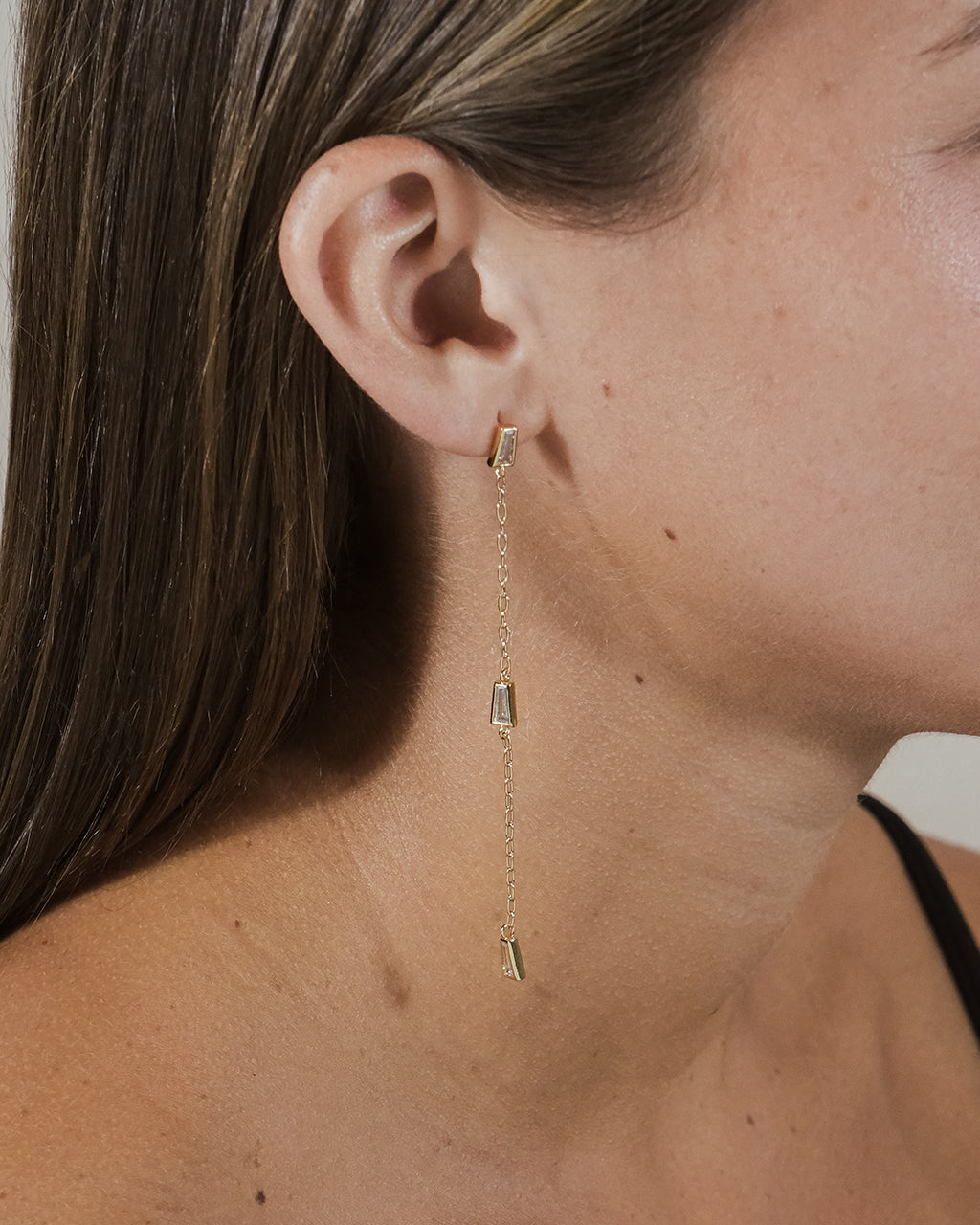 Lillian Square CZ Drop Stud Earrings for Women - Sparkling Cubic Zirconia Dangle Earrings - Perfect for Parties, Weddings & Everyday Wear