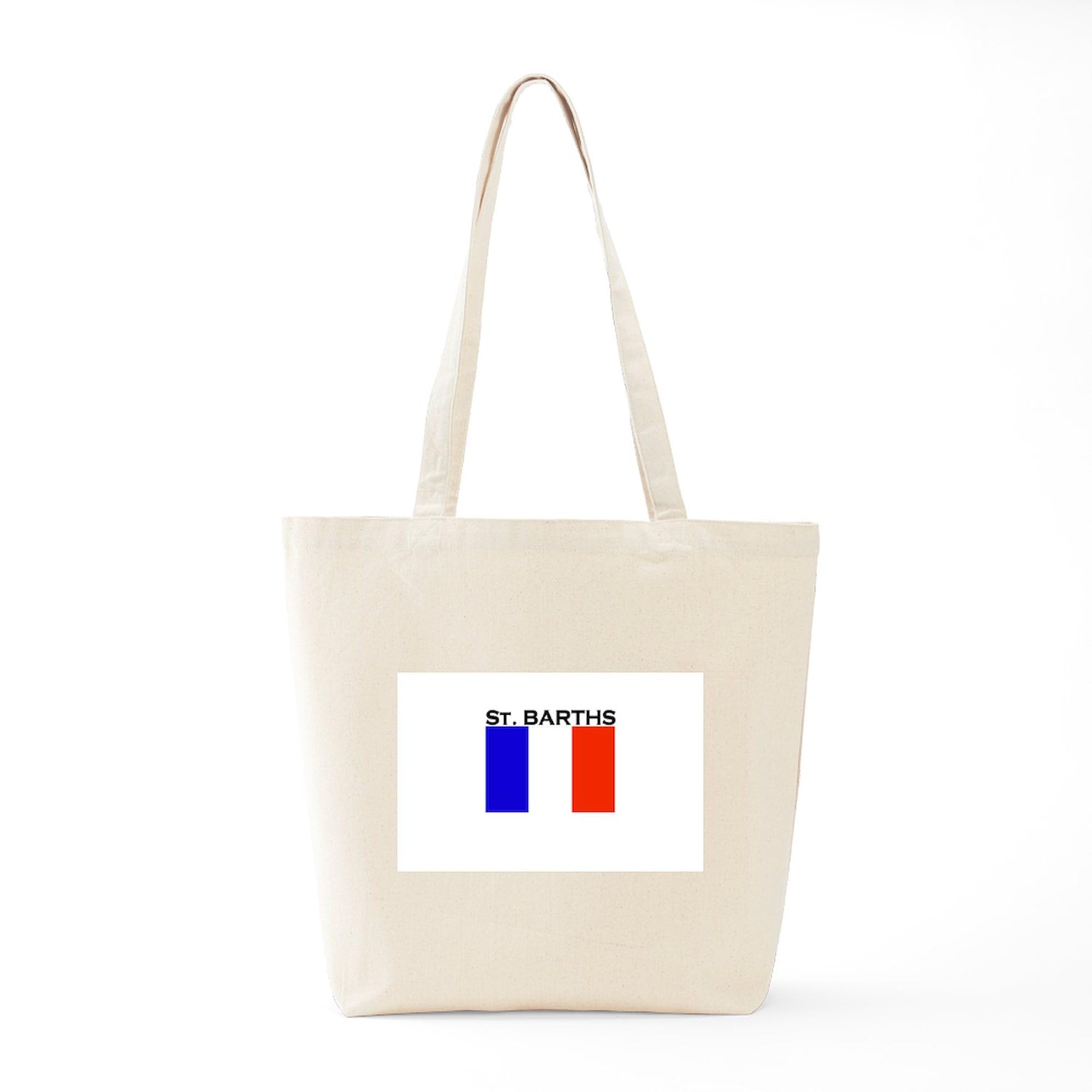 St. Barths Flag Tote Bag - Natural Canvas Reusable Shopping Bag for Beach, Grocery & Travel | Eco-Friendly Carryall