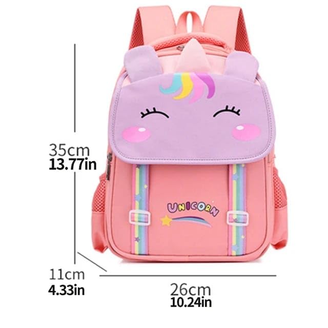 Unicorn Themed Girls Kids Backpack - 3D Cute Cartoon Kindergarten School Bag for Travel & Birthday Gifts (Light Pink) - Perfect for School, Daycare, Travel & Birthday Parties