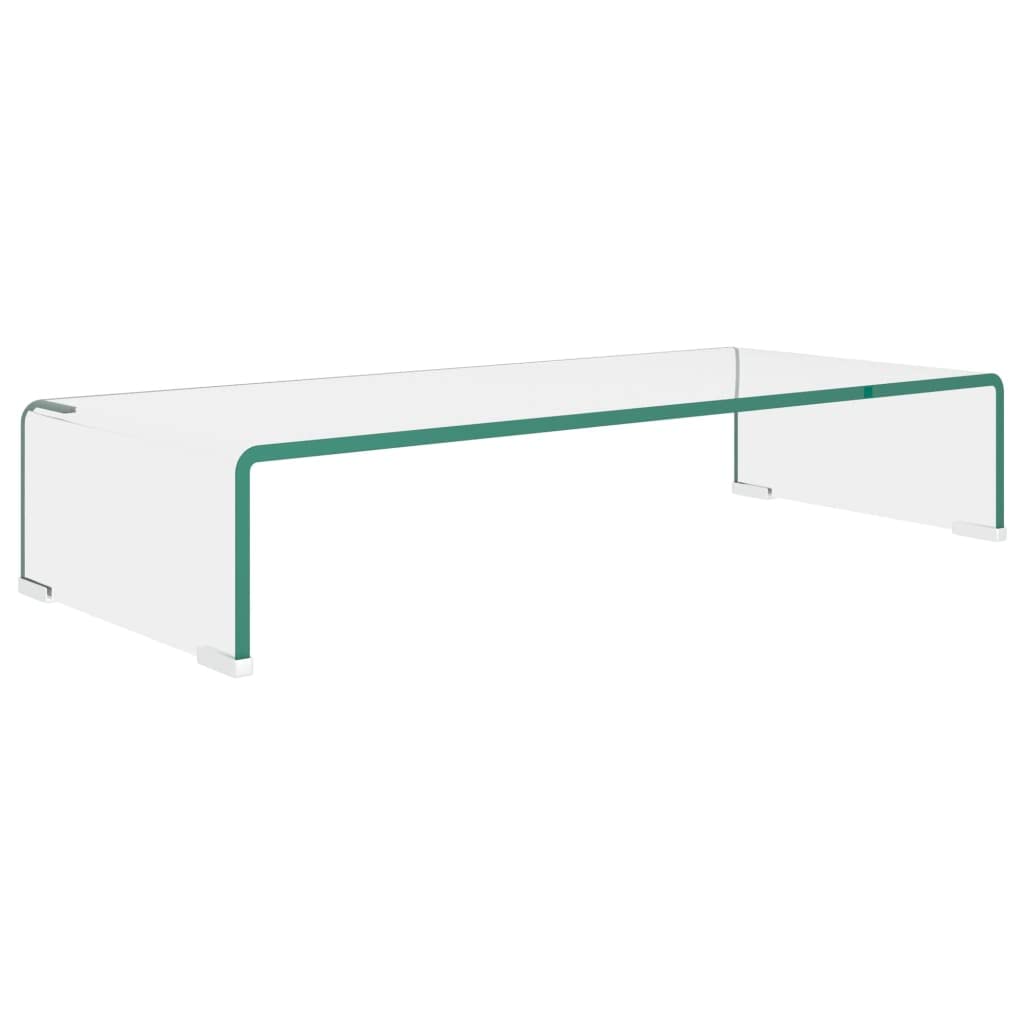 Clear Glass TV Stand Monitor Riser 27.6x11.8x5.1 Inches - Modern Floating Shelf for Gaming Setup, Home Theater & Living Room Decor - Durable Tempered Glass TV Shelf for PS5, Xbox & Entertainment Centers