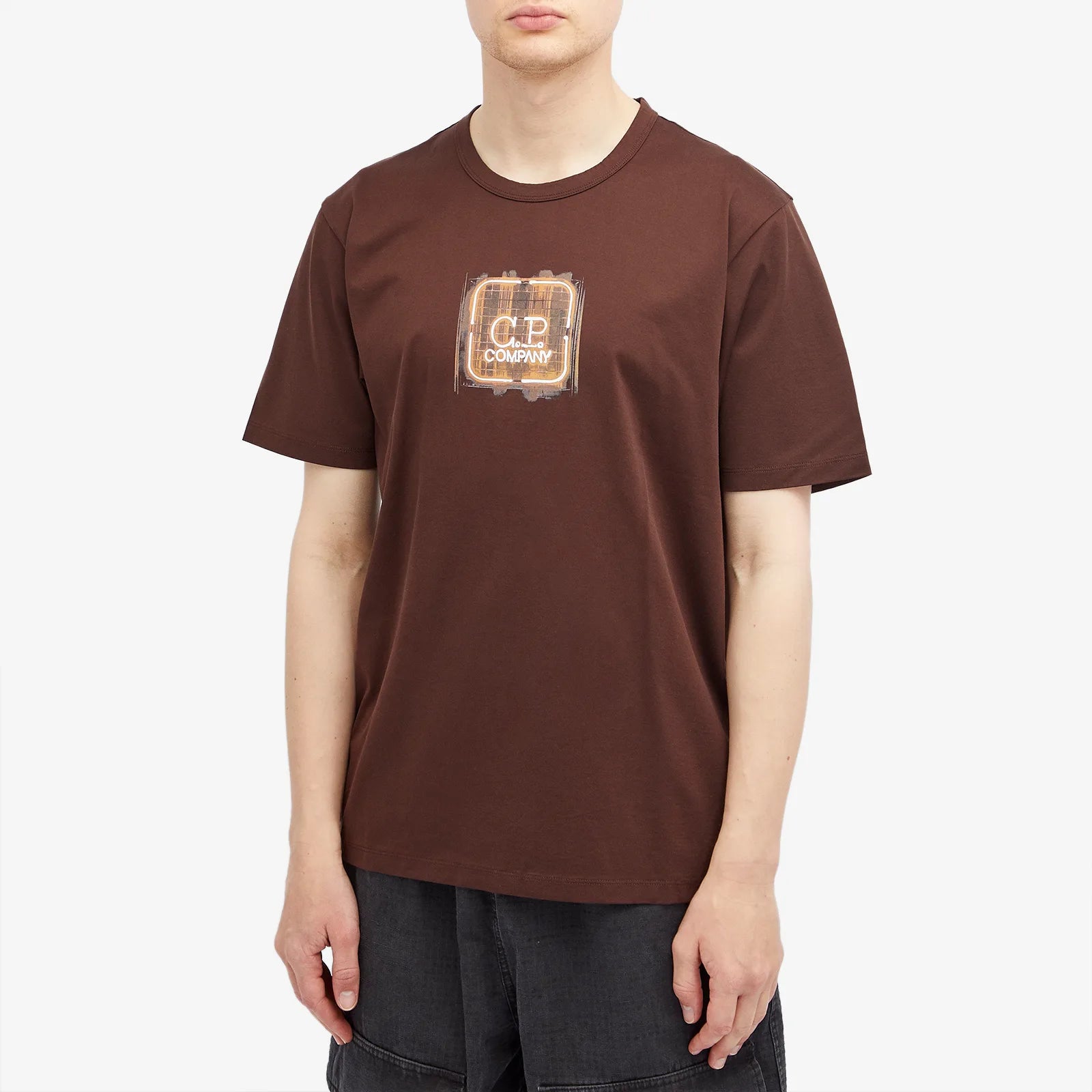 CP Company Brown Logo T-Shirt for Men | Casual Cotton Tee | Streetwear Fashion | Perfect for Everyday Wear & Urban Outfits
