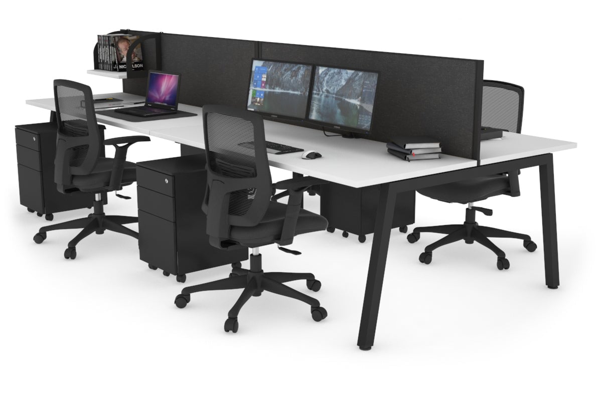 Quadro 4-Person Office Workstation Desk - 1400L x 700W Dimensions - Perfect for Team Collaboration, Open Office Spaces & Coworking Environments