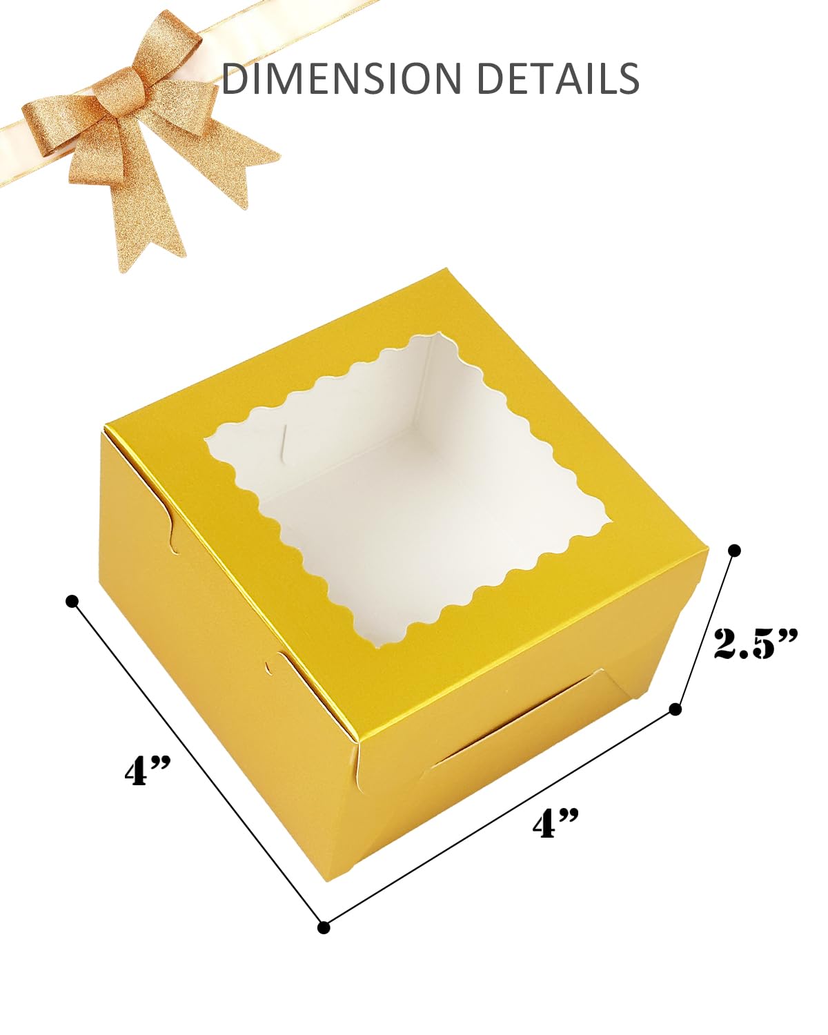 Gold Bakery Boxes 60pcs 4x4x2.5