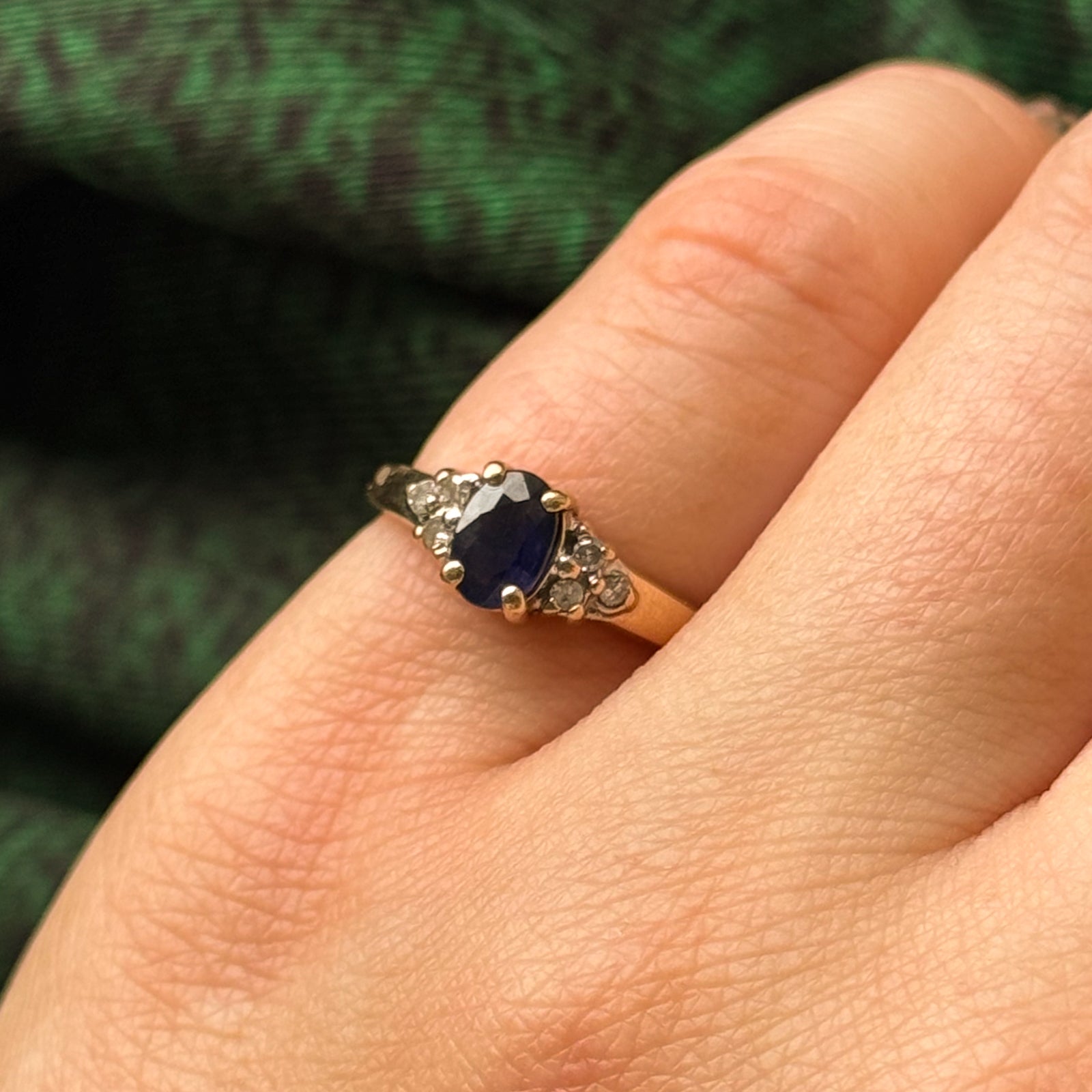 Exquisite 0.35ct Sapphire & 0.06ct Diamond Cocktail Ring - Size 4 | Elegant Women's Jewelry for Parties, Weddings & Special Occasions