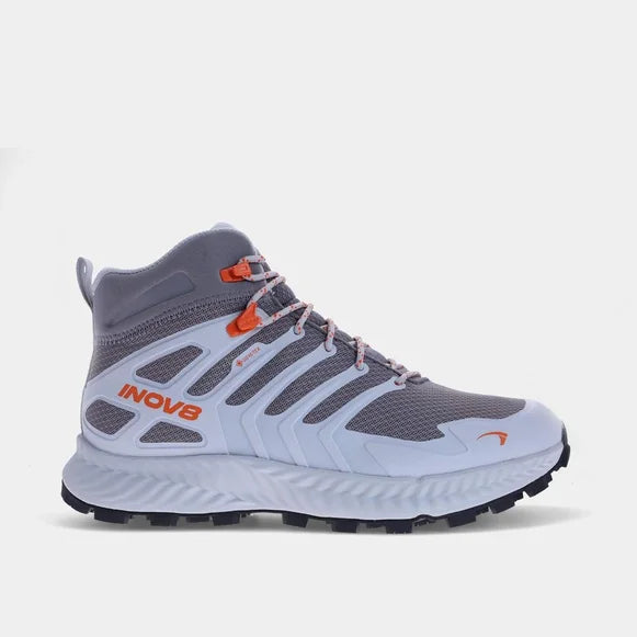 INOV8 Women's Roclite Mid GTX Hiking Boots - Grey/Light Grey/Coral - Waterproof & Lightweight for Trail Running & Outdoor Adventures