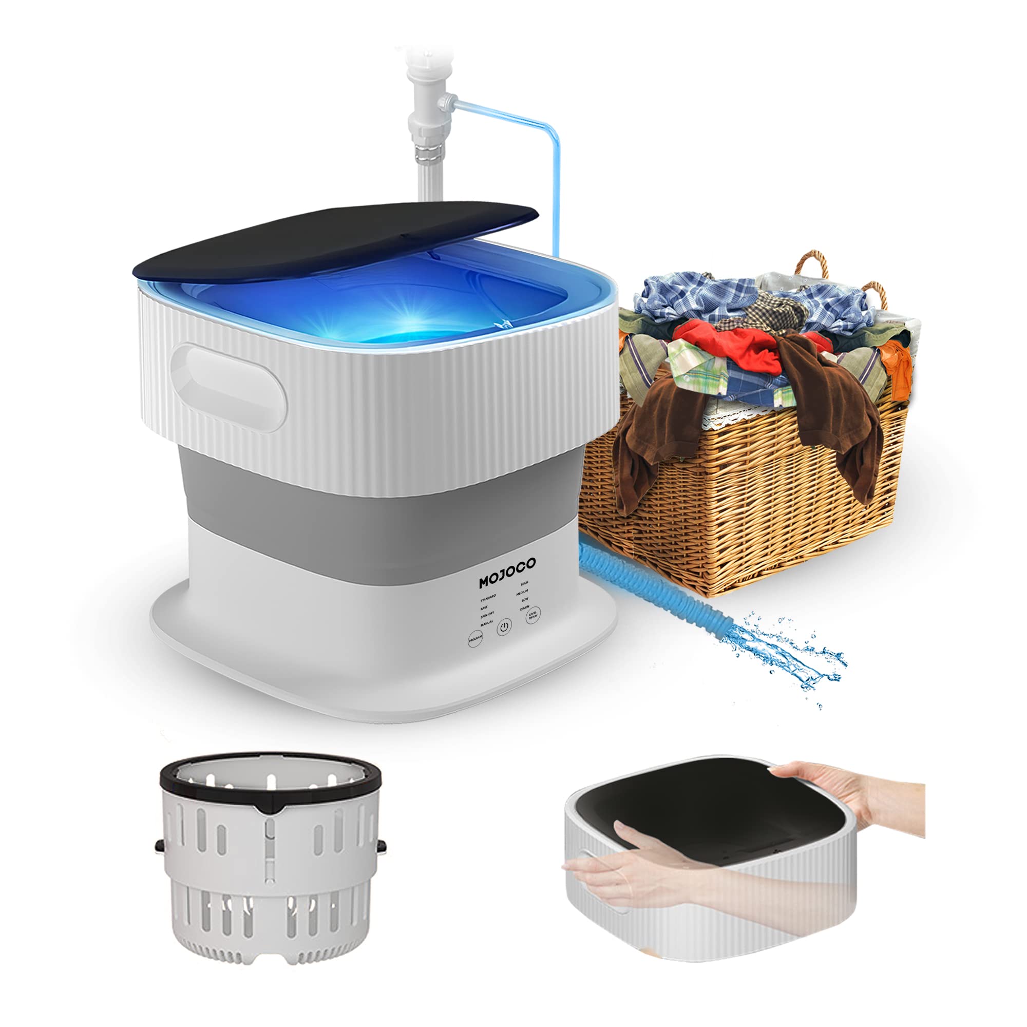 Foldable Portable Washing Machine for Baby Clothes, Underwear & Socks - Compact Mini Washer for Apartments, RVs, Camping & Travel - Space-Saving Countertop Laundry Solution - Perfect for Small Spaces & On-the-Go Cleaning