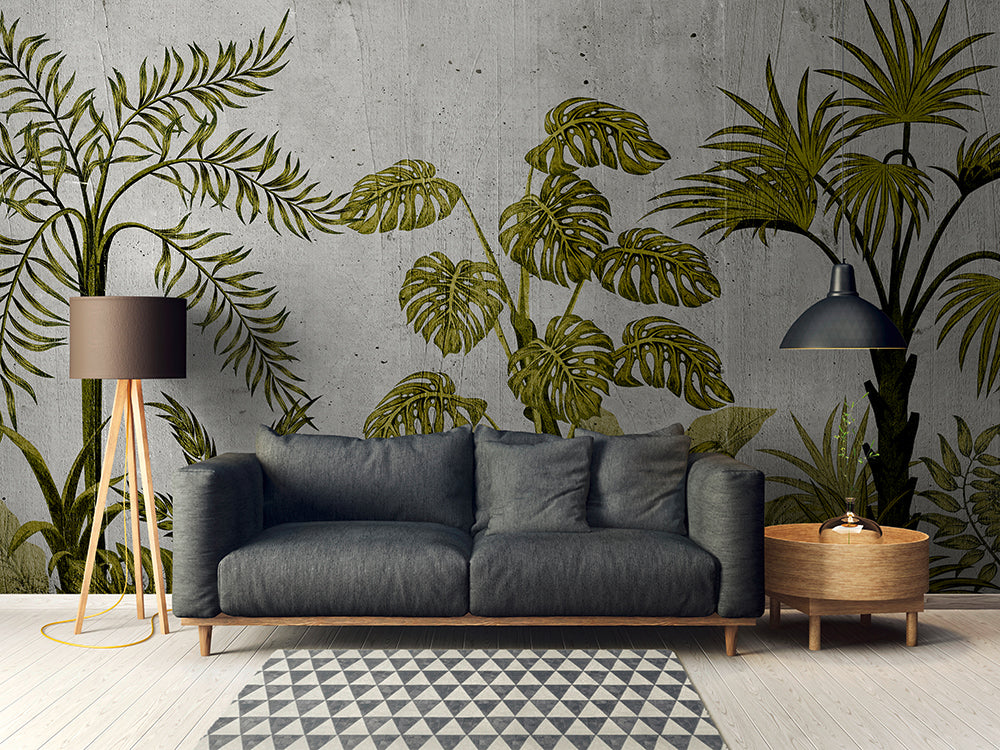 Designwalls 2 Jungle Concrete Wallpaper - Premium Peel and Stick Removable Wallpaper for Home Decor, Bedroom, Living Room, Nursery | Easy to Install & Eco-Friendly