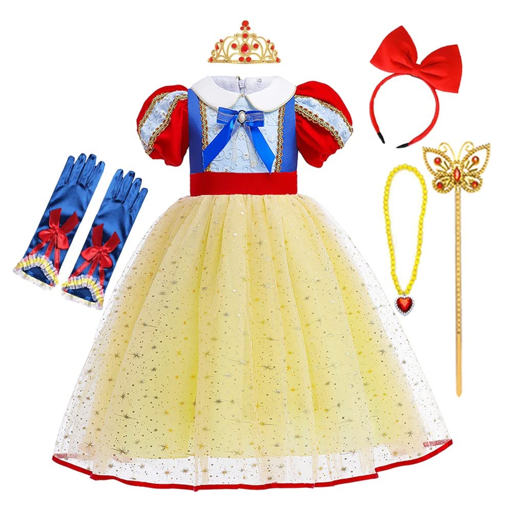 Snow White Princess Costume for Girls - Elegant Birthday Dress, Halloween & Christmas Party Outfit with Accessories | Perfect for Cosplay, Dress-Up, and Special Occasions