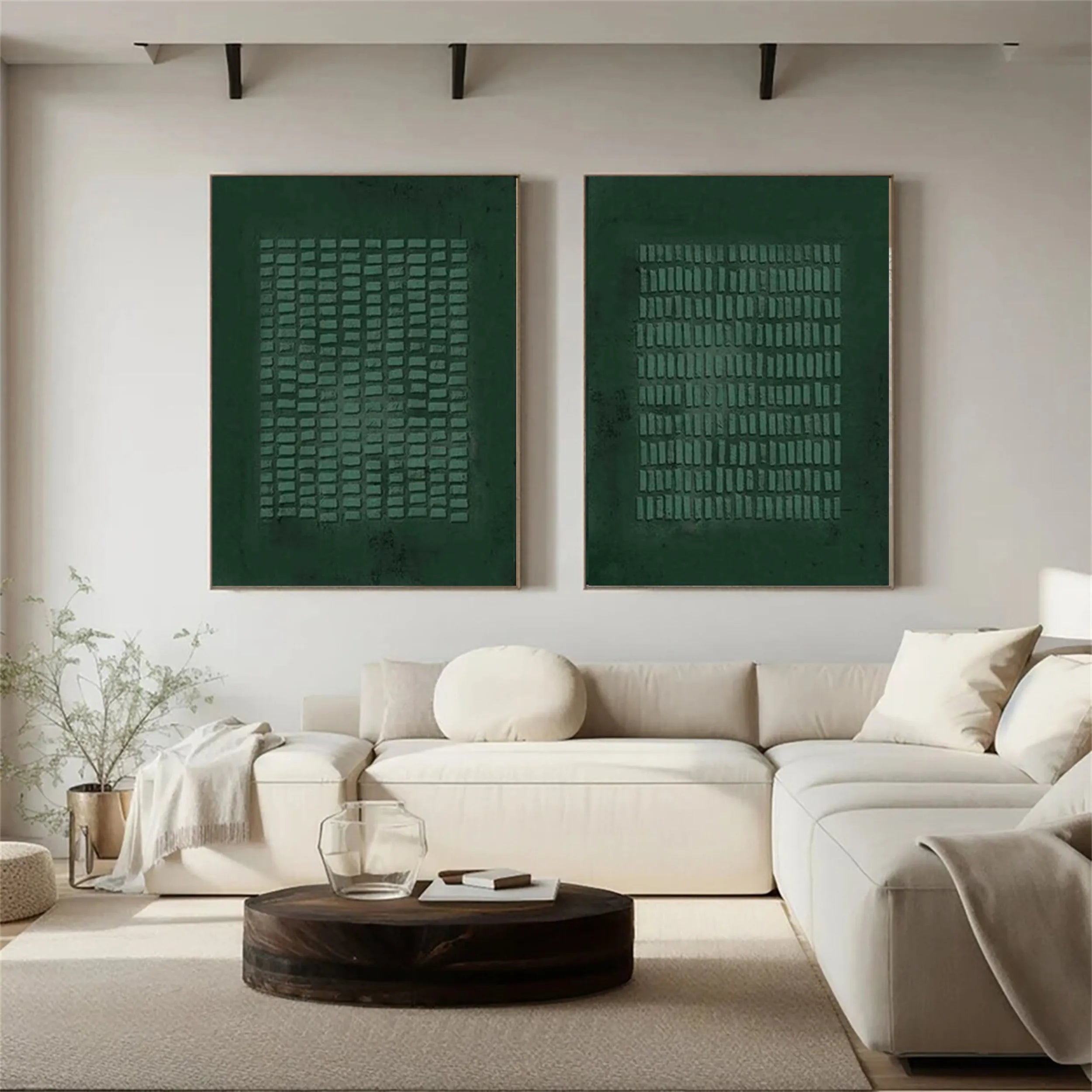 Abstract Blue & Green Wall Art Set of 2 - Modern Canvas Paintings for Living Room, Bedroom & Office Decor - BG070