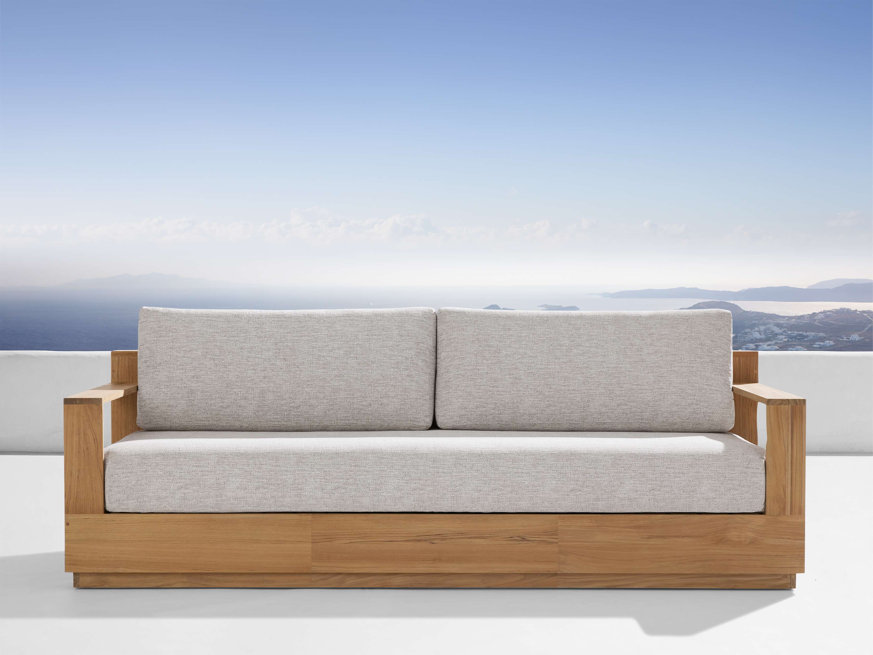 Premium Bal Harbour Outdoor Teak Sofa with Shardai Zinc Finish - Durable Patio Furniture for Backyard, Poolside & Garden Relaxation