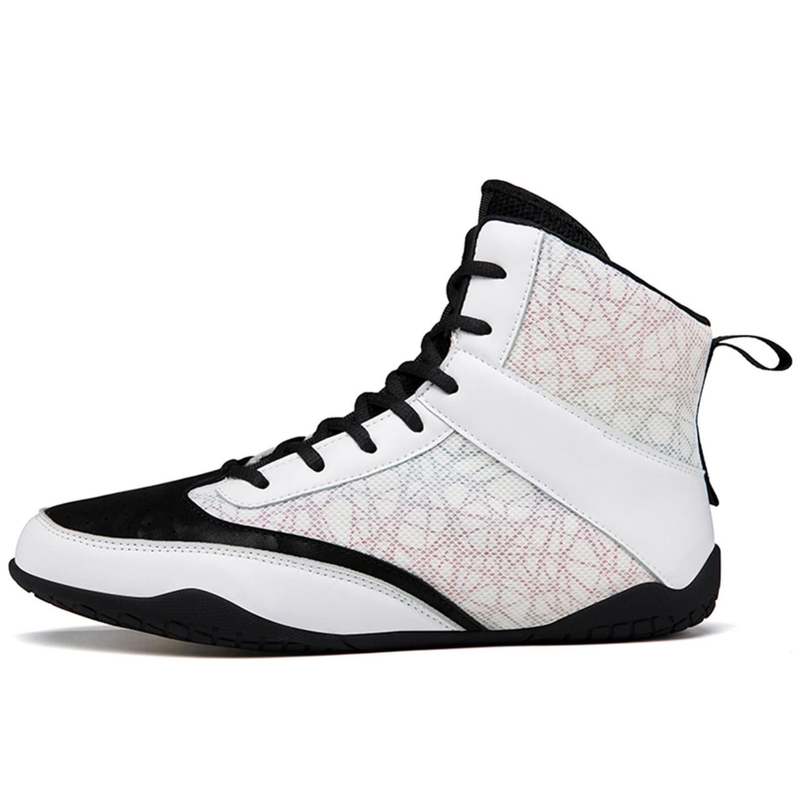 EMDPBD Men's Boxing Shoes for Sparring, Combat Training, Wrestling & Gym Workouts - Lightweight & Durable White Boxing Footwear (Size 6.5) - Perfect for Boxing Rings, MMA Training & Weightlifting