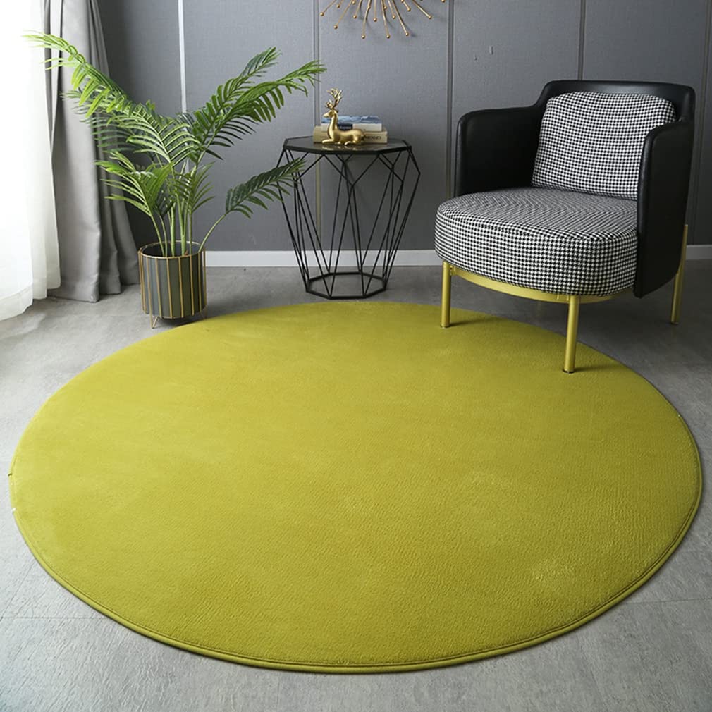 Ultra Soft Solid Round Area Rugs 3.9' X 3.9' - Cozy Coral Fleece Non-Slip Carpet for Living Room, Bedroom, Bathroom - Modern Home Decor Indoor Outdoor Rug (Green) - Perfect for Yoga, Nursery, and Pet-Friendly Spaces