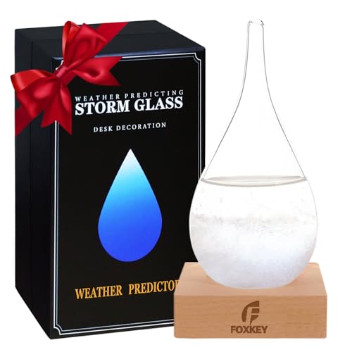 Storm Glass Weather Predictor - Unique Snow Globe Weather Glass for Home & Office Desk Decor - Perfect Birthday, Anniversary, Graduation Gift for Men & Women - Great for Weather Enthusiasts & Science Lovers