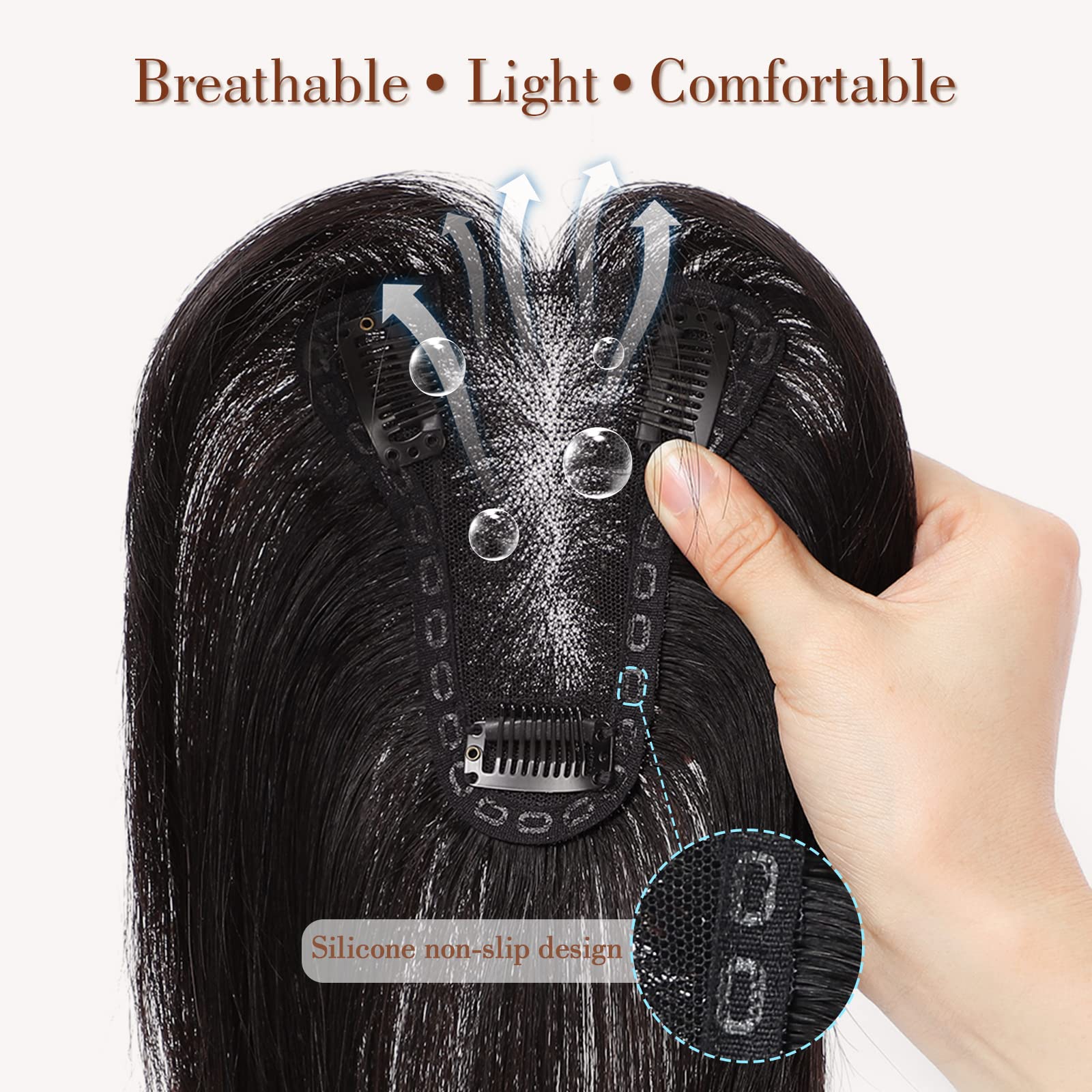 Human Hair Toppers for Women with Thinning Hair - Clip-In Real Hair Toppers with Bangs | Volumizing Hair Pieces for Daily Wear & Special Occasions