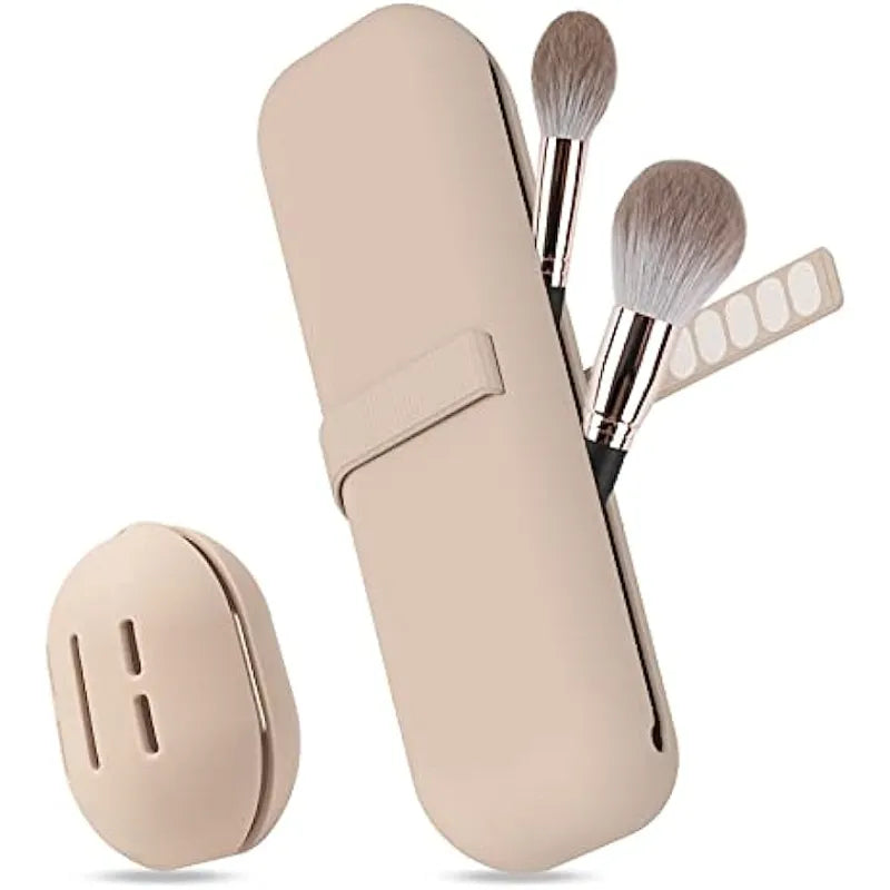 Portable Travel Makeup Brush Holder - Compact & Leak-Proof Cosmetic Brush Organizer for On-The-Go Beauty Essentials | Perfect for Airplane, Gym Bag & Vacation Trips