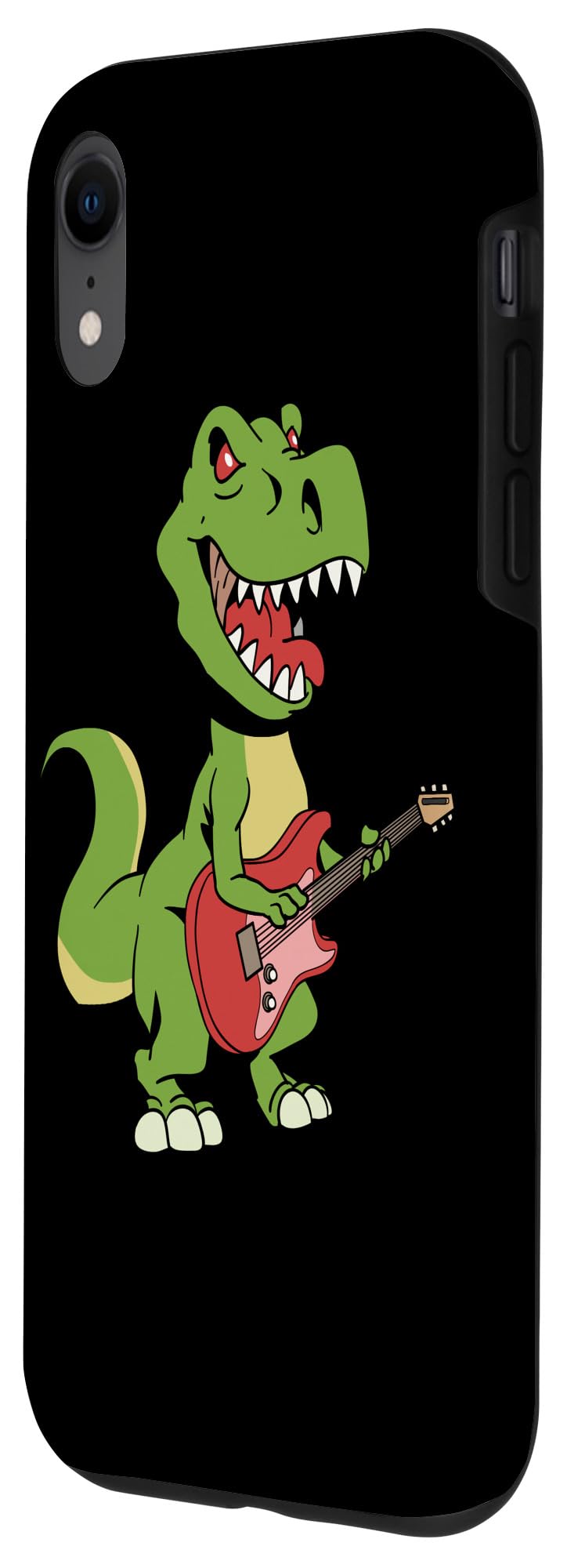 iPhone XR Cartoon T-Rex Playing Electric Guitar Case - Durable Protective Cover for iPhone XR - Perfect for Music Lovers & Dinosaur Fans