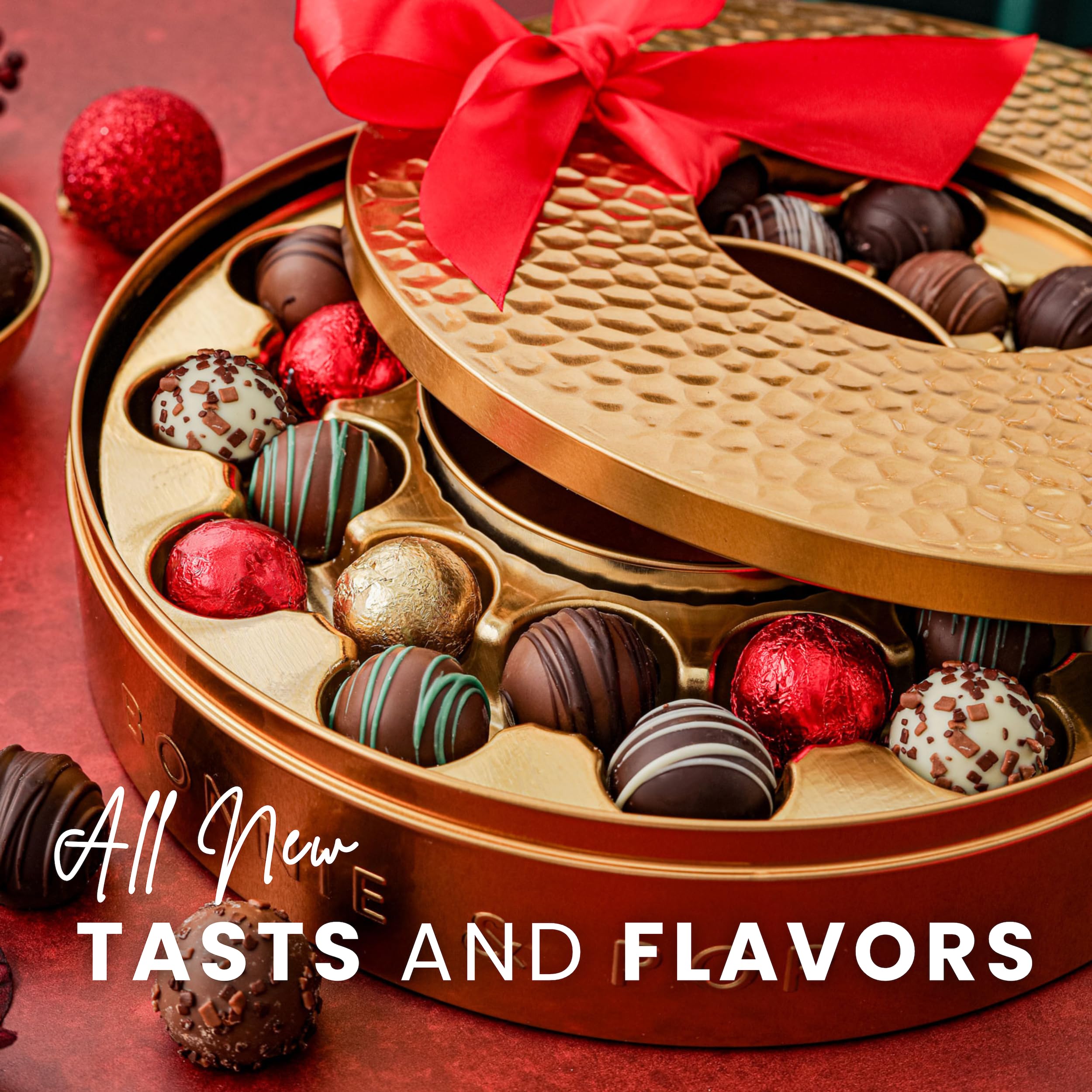 BONNIE AND POP - Valentine's Day Chocolate Gift Basket | Luxury Assorted Milk & Dark Chocolate Truffles Box | Premium Gourmet Chocolate Gift for Women, Men, Husband, Wife | Perfect for Anniversary, Birthday & Romantic Occasions