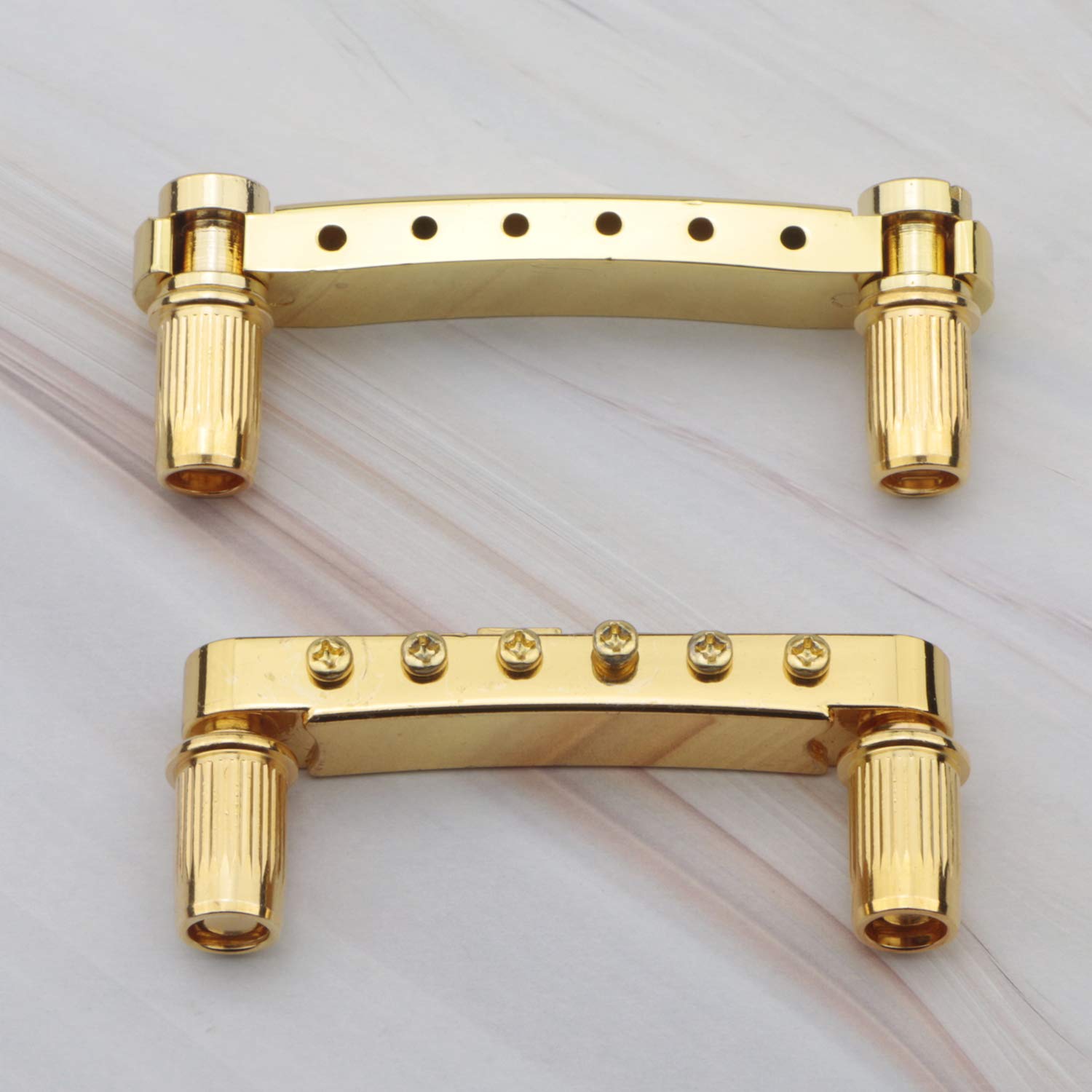 Premium Gold Electric Guitar Tune-O-Matic Roller Saddle Bridge & Tailpiece Set with Studs - Replacement Parts for Les Paul & SG Style Guitars - Perfect for Guitar Upgrades, Repairs, and Professional Performances