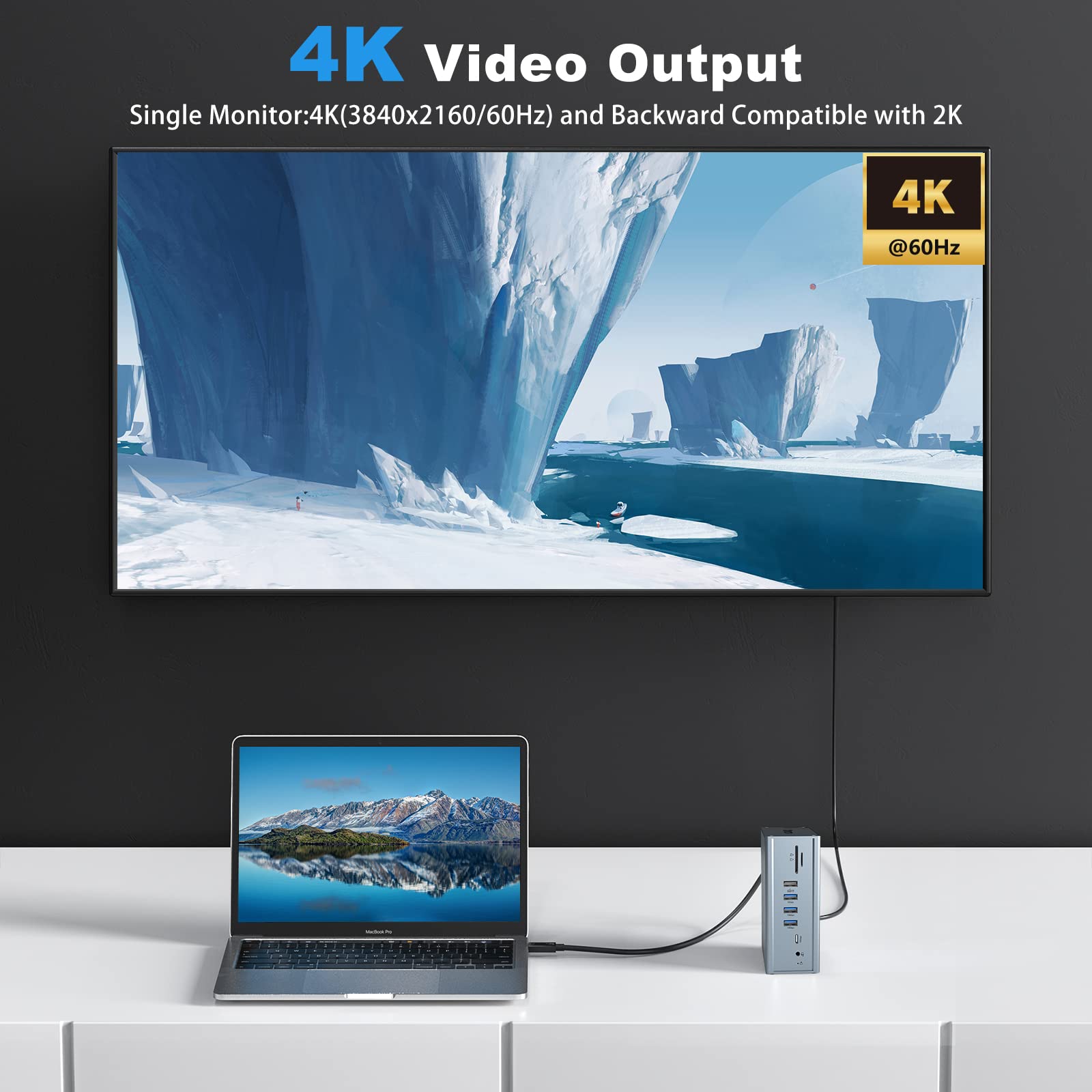 16-in-1 USB-C Docking Station with Triple HDMI, 100W PD Charging, Ethernet Port, 3.5mm Audio, USB-A & USB-C Ports, SD/TF Card Reader - Compatible with MacBook Pro/Air & Thunderbolt 3 Laptops for Home Office & Gaming Setup