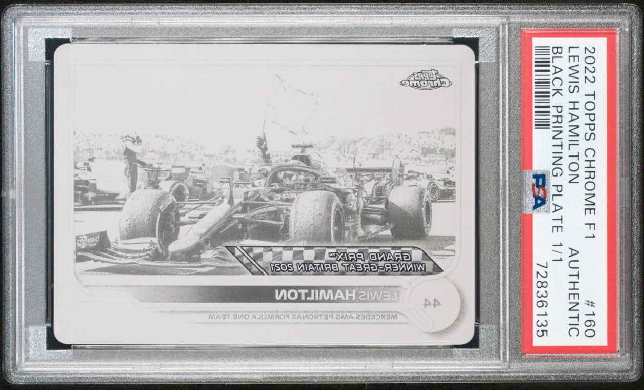 2022 Topps Chrome F1 Lewis Hamilton #160 Black Printing Plate - Rare Collectible for F1 Fans & Sports Memorabilia Enthusiasts