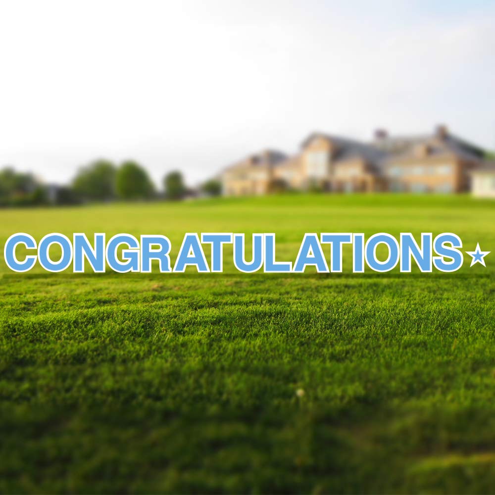 Vispronet 18in Tall Congratulations Yard Sign with Stakes - Weather-Resistant Outdoor Decor for Graduation, Baby Shower & Special Events - Sky Blue Yard Decoration for Parties & Celebrations