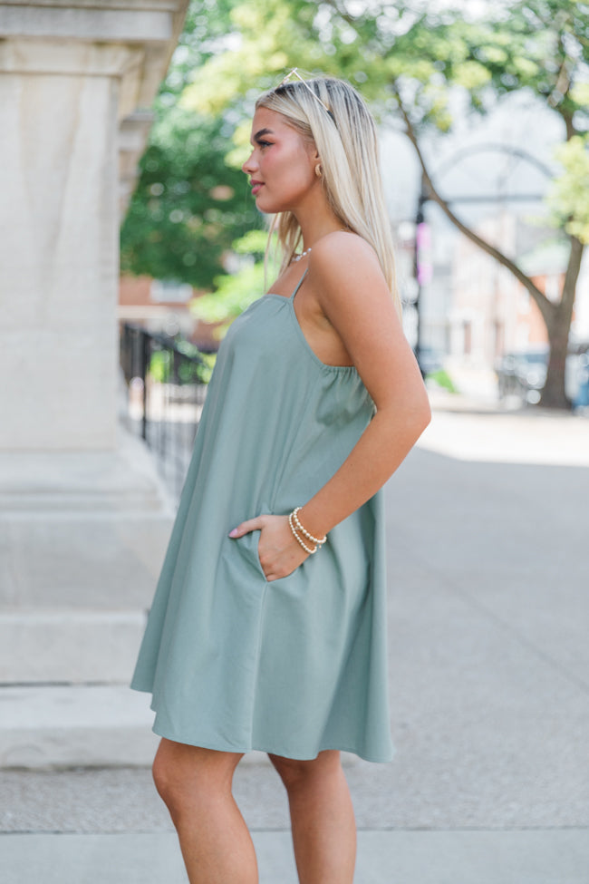 Stylish Olive Green Solid Mini Dress for Women - Perfect for Casual Outings, Dates & Summer Parties | Final Sale