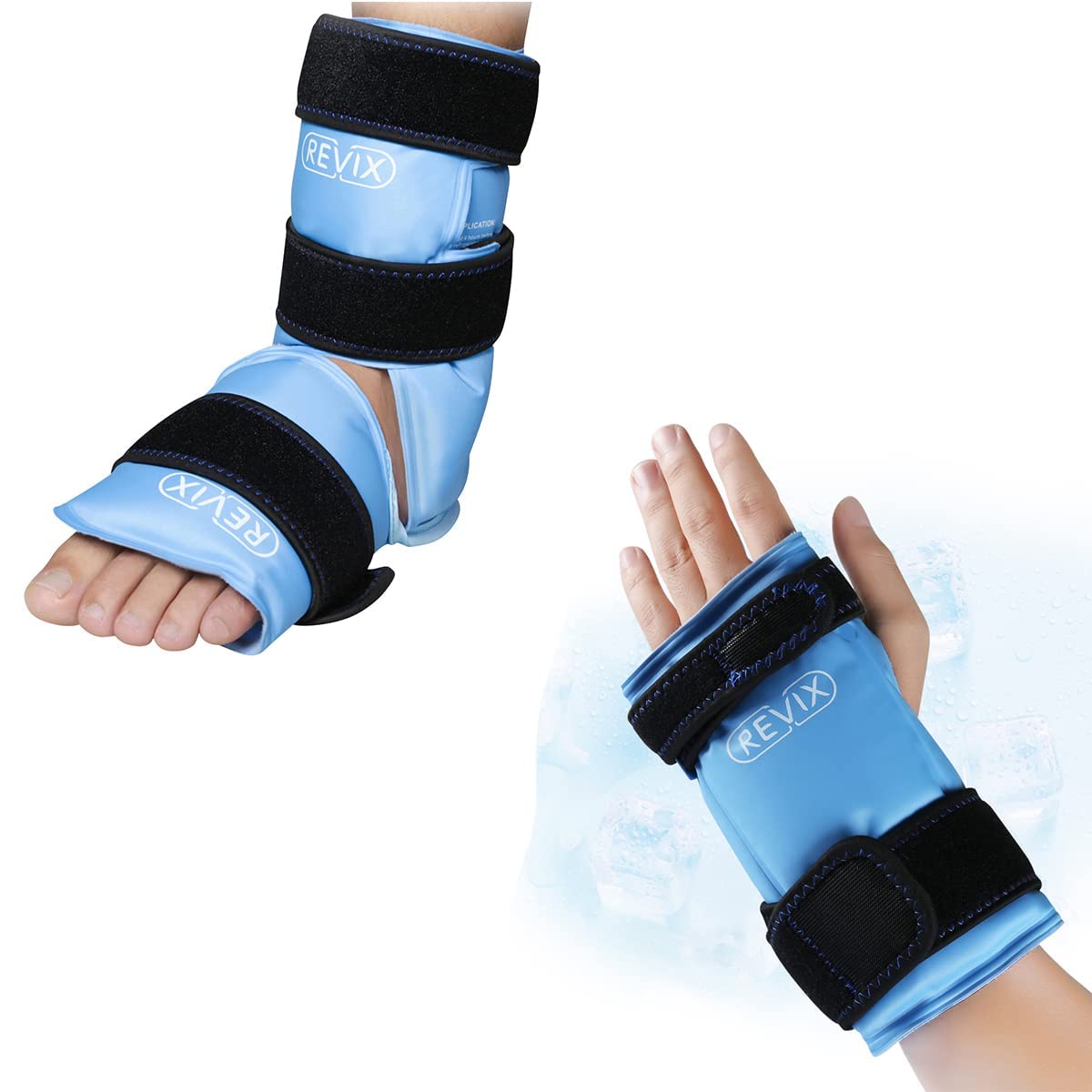 REVIX Reusable Gel Ankle Ice Pack Wrap for Sprains, Swelling & Injury Recovery - Cold Therapy for Foot Pain Relief | Also Great for Wrist & Carpal Tunnel Support (2-Pack) - Perfect for Athletes, Runners & Post-Surgery Recovery