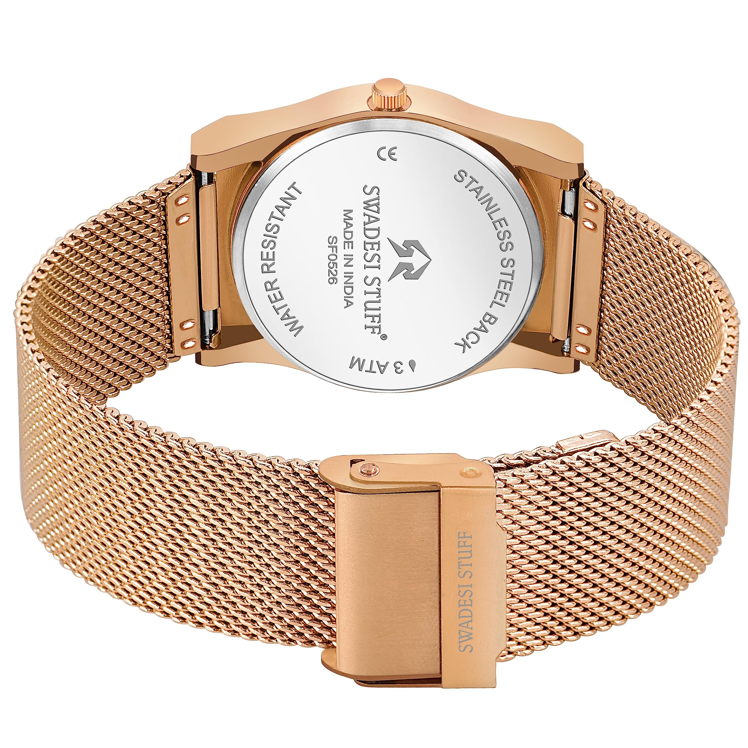 SWADESI STUFF Women's Rose Gold Stainless Steel Analog Chronograph Watch - Luxury Troika Dial Design for Everyday Wear, Office & Special Occasions