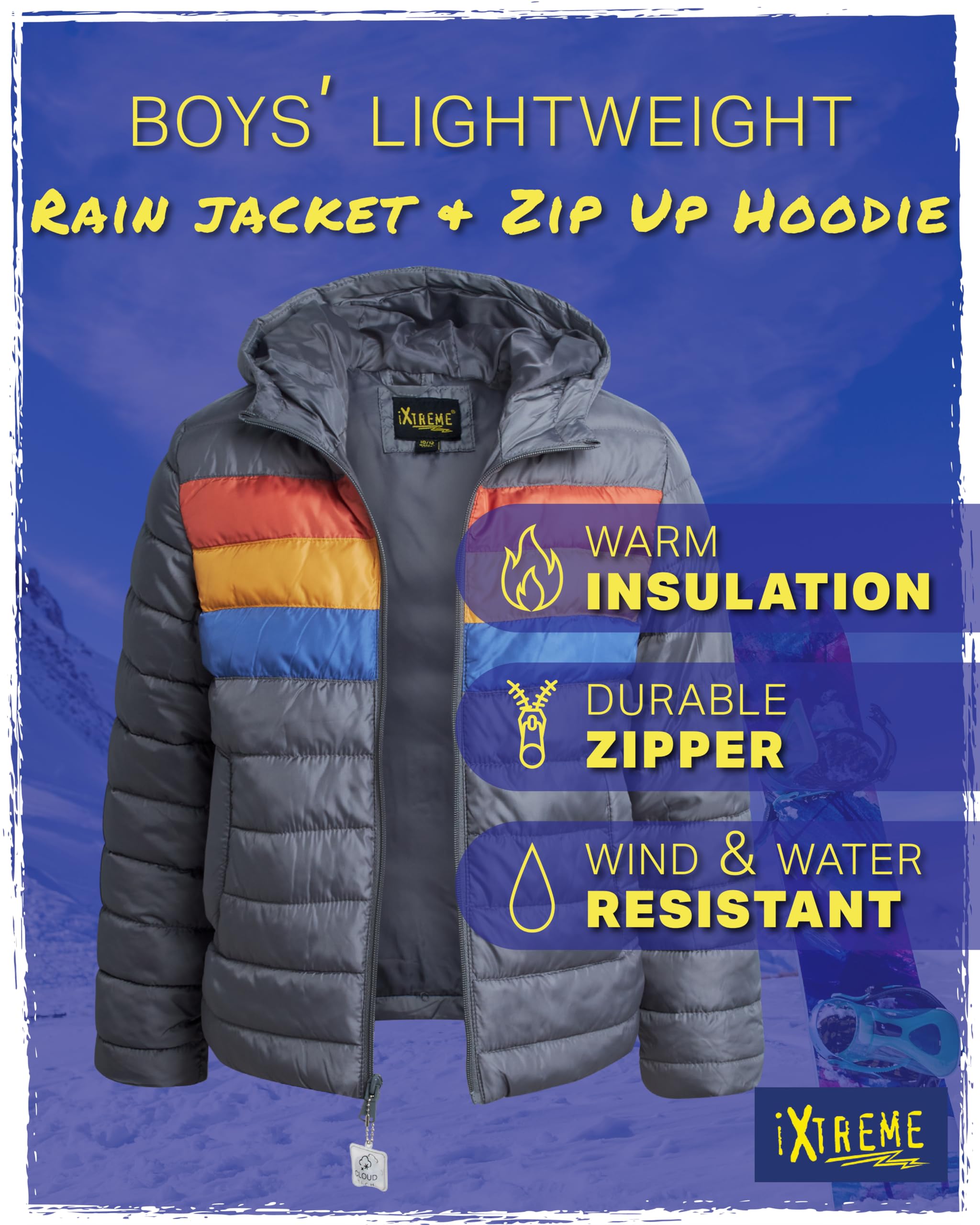iXtreme Boys' Puffer Jacket - Warm Full Zip Bomber Jacket for Kids & Teens (Ages 4-18) - Lightweight Winter Coat for School, Outdoor Play & Cold Weather Activities