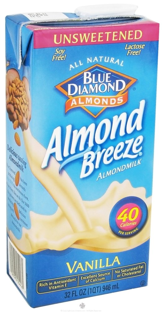 Blue Diamond Almond Breeze Unsweetened Vanilla Almond Milk - 32 oz (Pack of 2) | Dairy-Free, Vegan, Gluten-Free | Perfect for Smoothies, Coffee & Baking