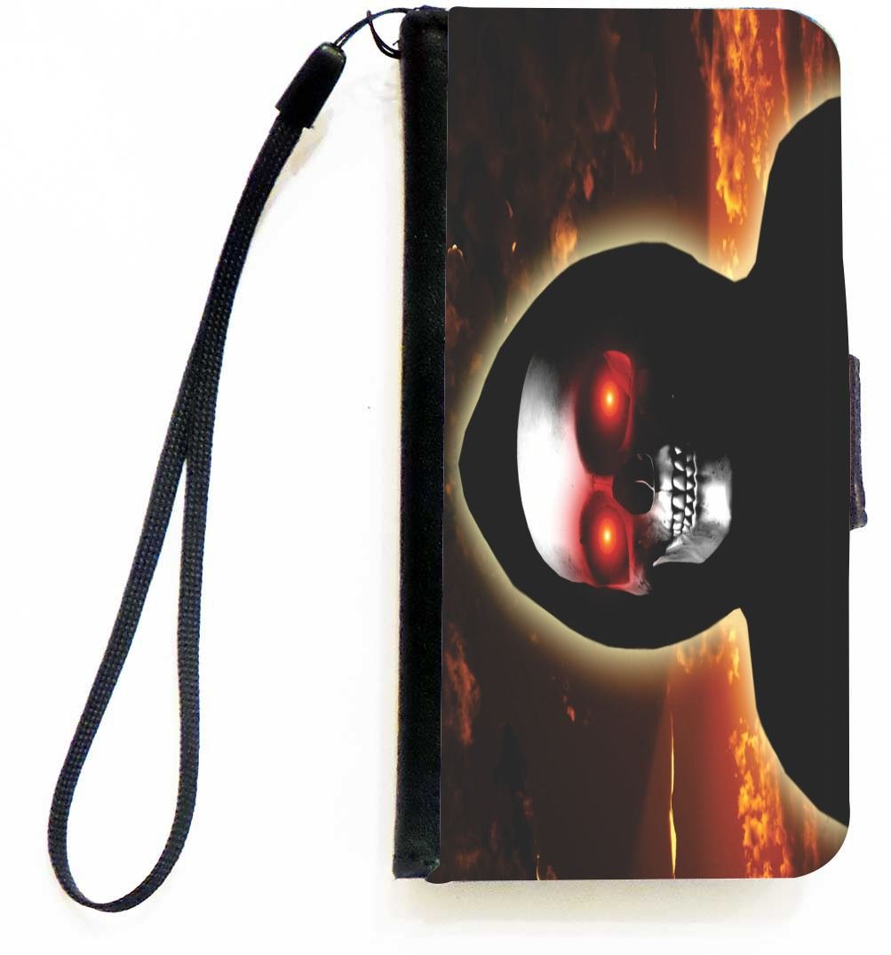 Fire Grim Reaper Design Magnetic Flip Wallet Case for Apple iPhone 5c - Stylish Protection with Card Slots for Everyday Use