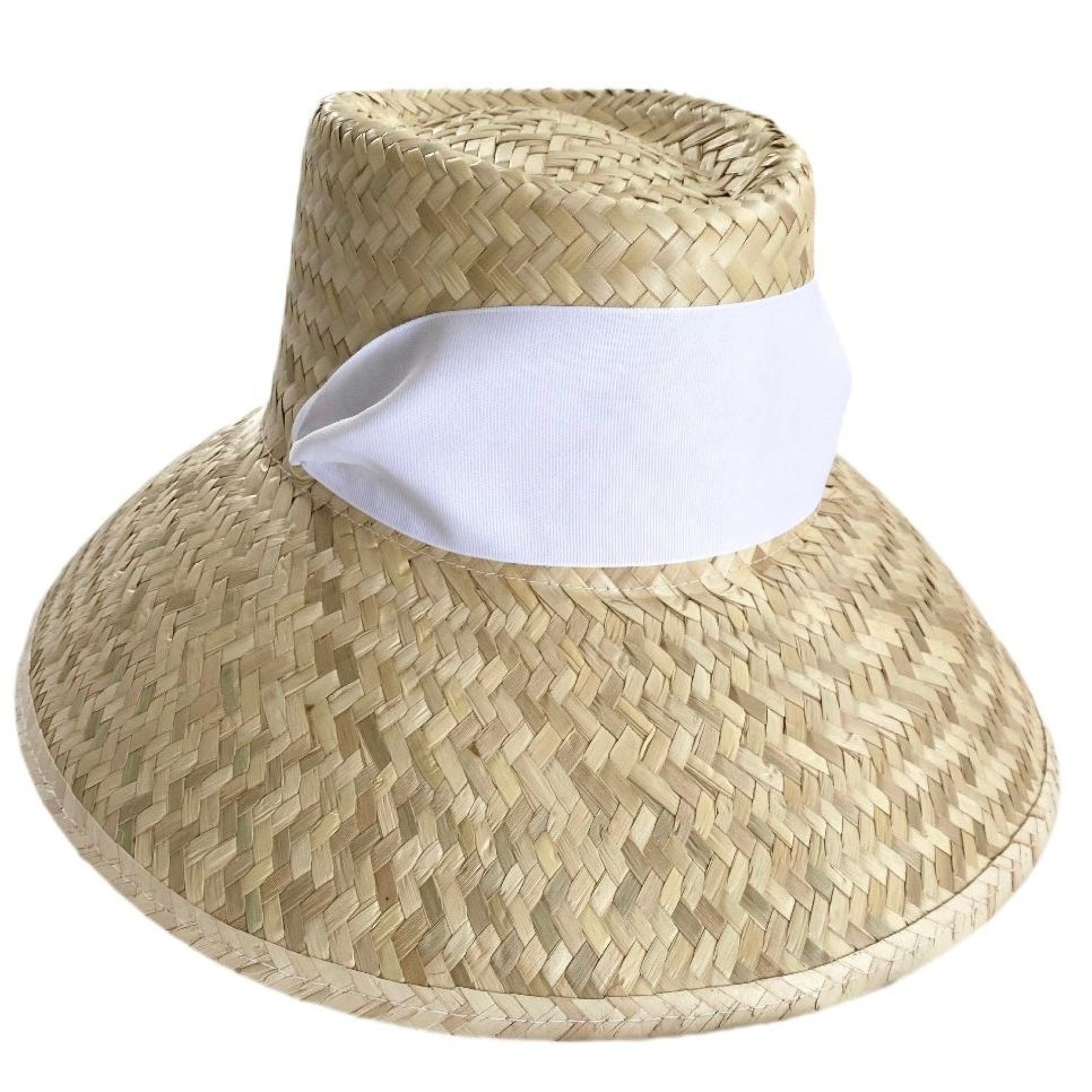 Amaryllis Sun Hat for Women - White Wide Brim Straw Hat with Short Grosgrain Ribbon - Perfect for Beach, Garden & Summer Outdoor Activities