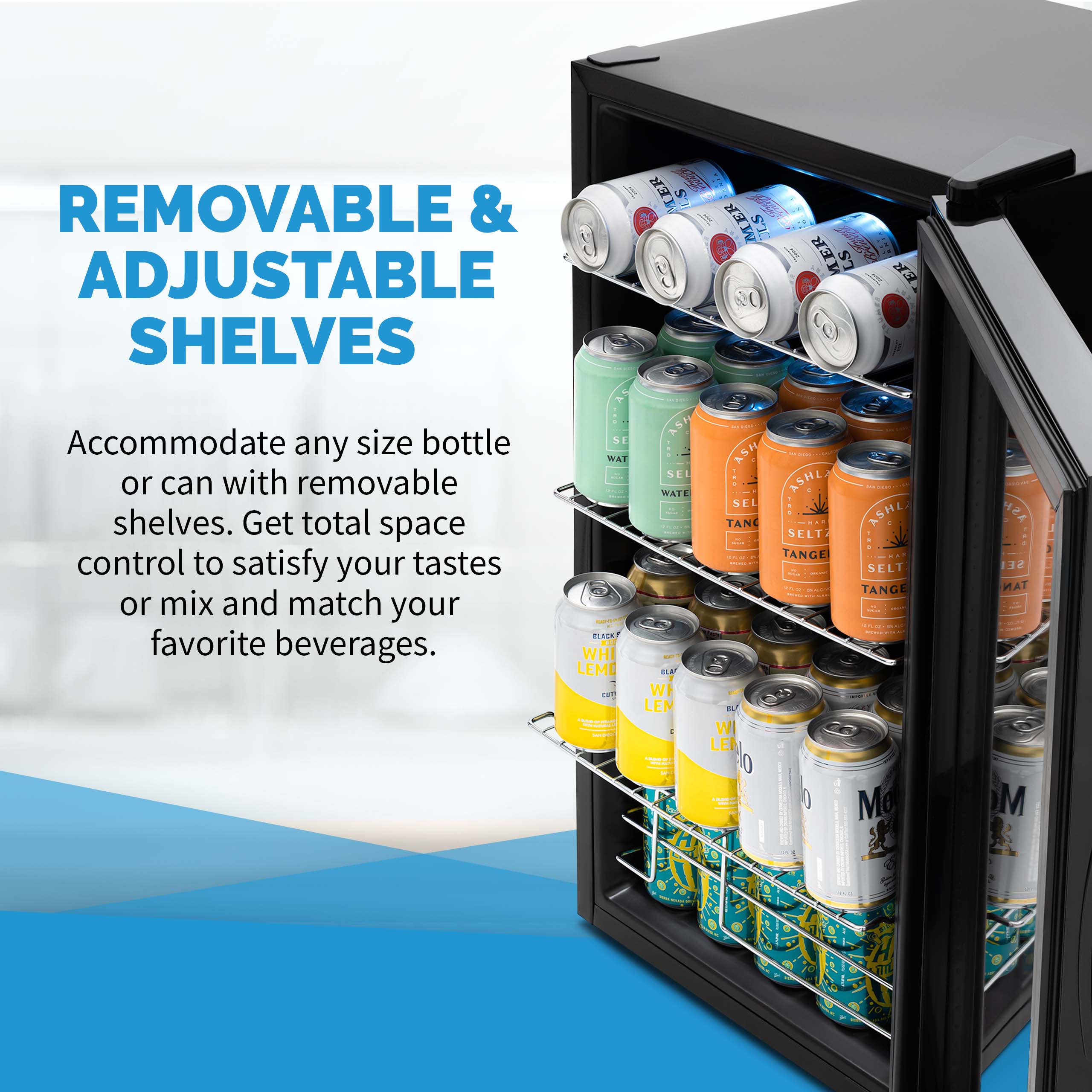 Newair® Limited Edition 100 Can Anniversary Beverage Refrigerator - Compact Beverage Cooler for Beer, Wine & Soda - Perfect for Home Bar, Office, or Man Cave (16.93 Cu.Ft)