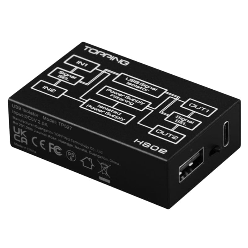 TOPPING HS02 USB 2.0 Audio Isolator - High Performance, Low Latency, Wide Compatibility for Professional Studio Recording & Home Audio Systems