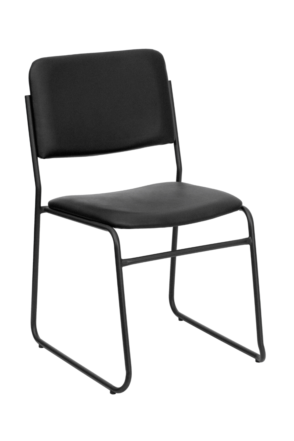 FLASH HERCULES Series 500 lb Capacity Heavy Duty Stacking Chairs - Commercial Grade Black Vinyl Sled Base Chairs for Restaurants, Events & Office Use