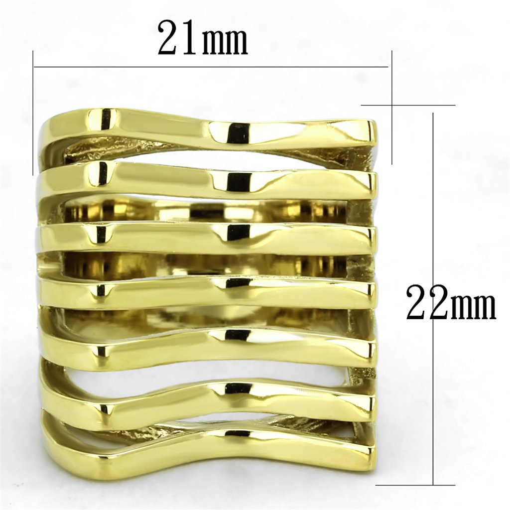 Wavy IP Gold Plated Stainless Steel Cocktail Ring for Women - Elegant Statement Jewelry for Parties, Weddings & Evening Events