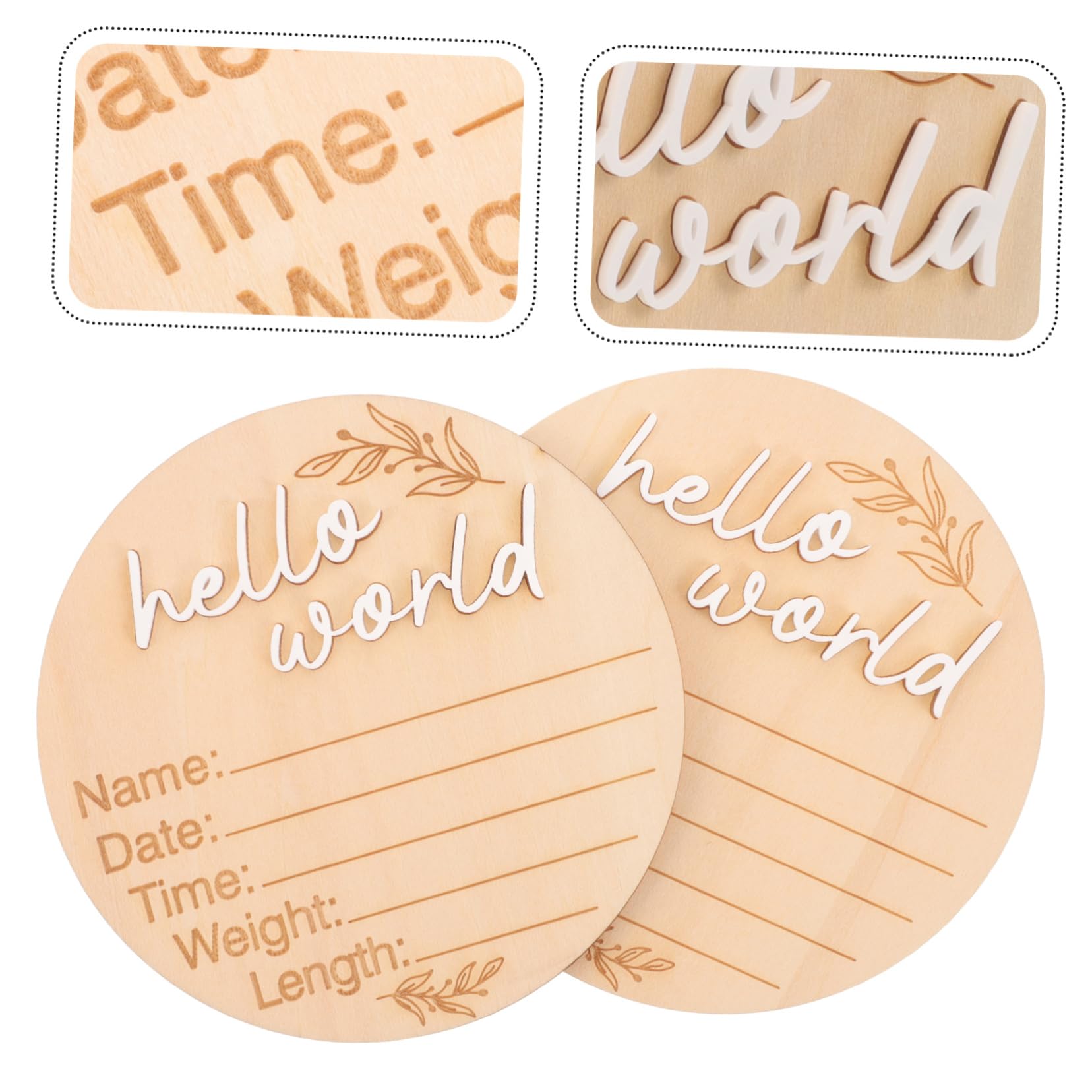 VICASKY Personalized Newborn Baby Announcement Set - 2pcs Wooden Birth Sign with Custom Name, Perfect for Baby Shower Gifts & Nursery Decor