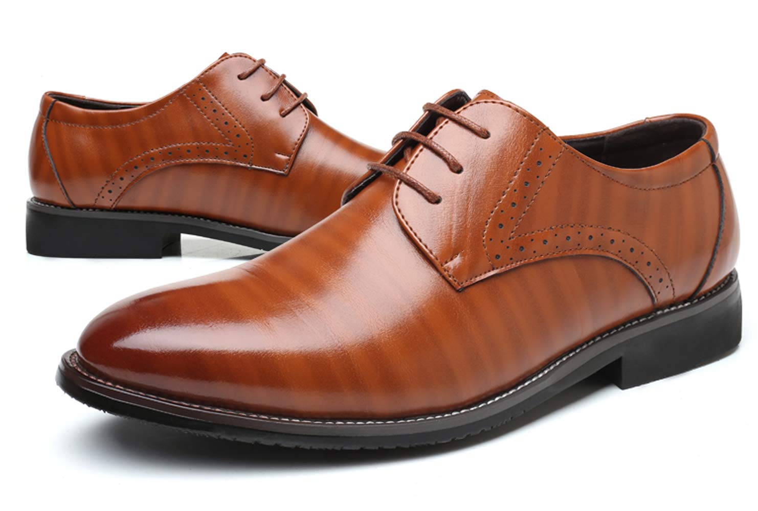 Santimon Men's Oxford Shoes - Classic Formal Business Dress Shoes with Pointed Toe & Lace Up Design | Perfect for Office, Weddings & Professional Events