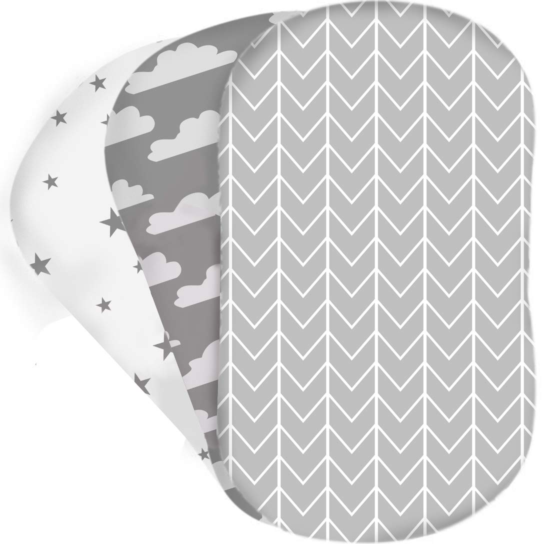 100% Organic Cotton Baby Bassinet Sheets - Soft Fitted Crib Sheets for Hourglass, Rectangular & Oval Bassinet Mattress | Breathable & Hypoallergenic Nursery Bedding | Perfect for Newborns, Infants & Toddlers | Ideal for Nursery, Bedroom & Travel Use