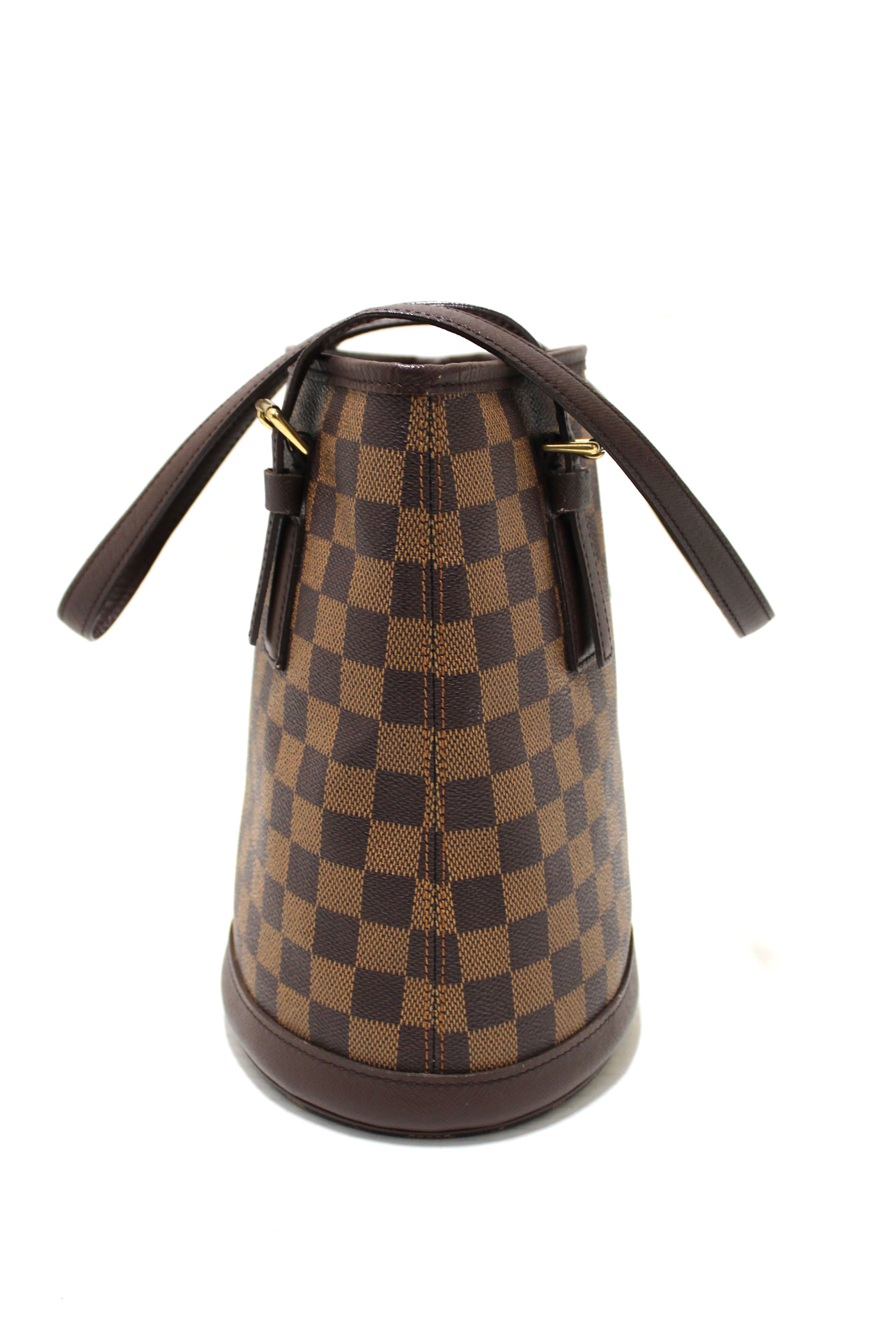 Authentic Louis Vuitton Damier Ebene Bucket PM Shoulder Bag - Luxury Handbag for Women, Fashion Crossbody Purse for Work, Travel & Everyday Use