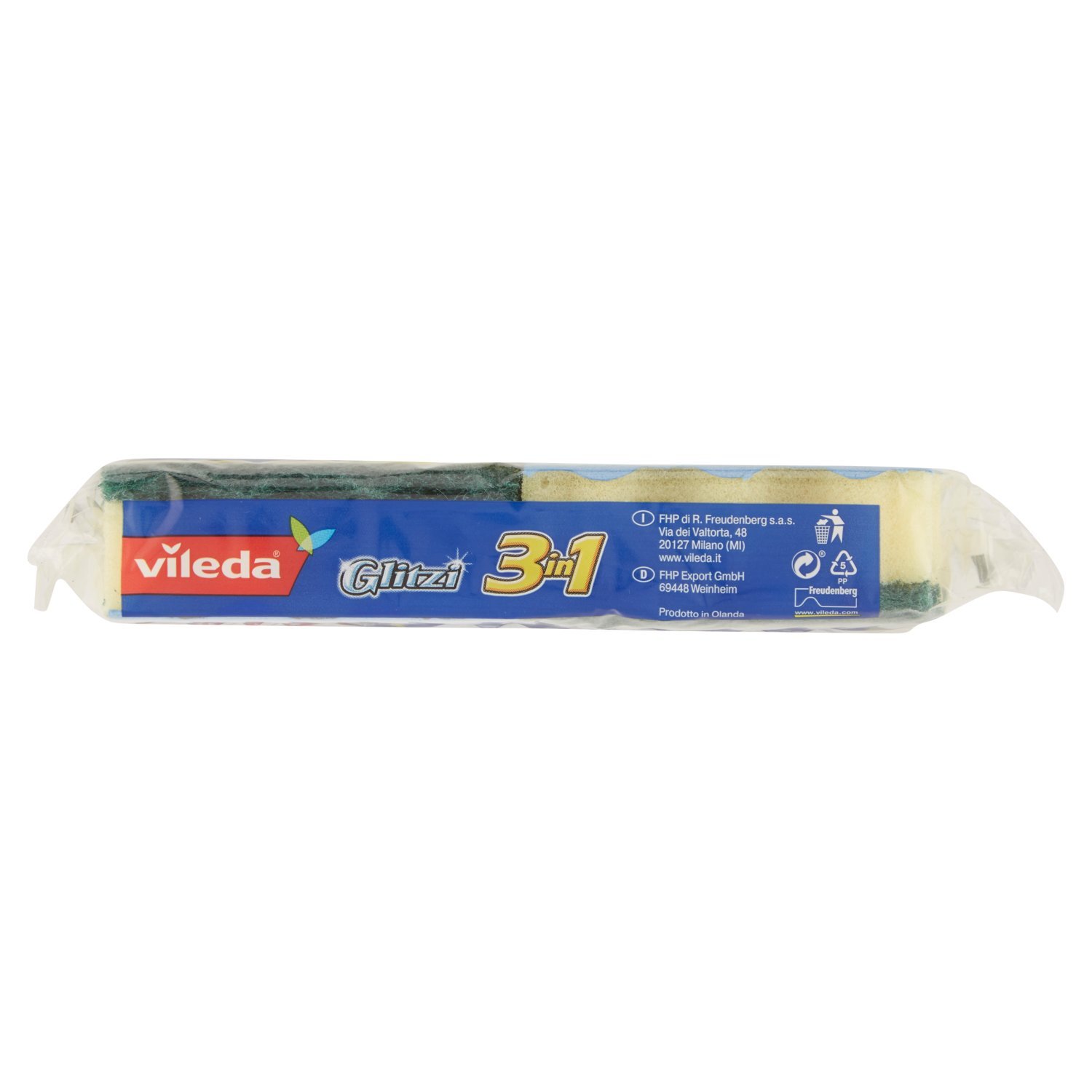 Vileda Glitzi 3-in-1 Multi-Purpose Sponge - 5 Packs (10 Sponges Total) - Non-Scratch Scrub Sponge for Dishes, Kitchen Cleaning & Bathroom Surfaces