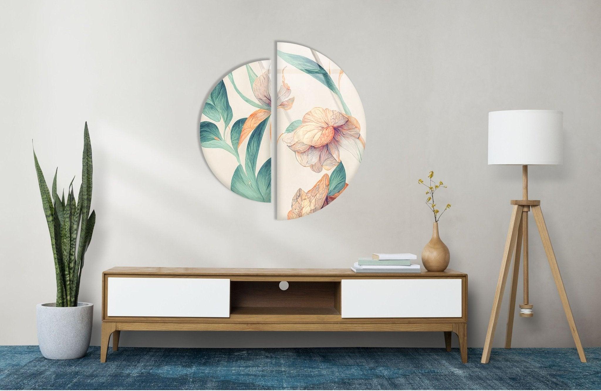 2 Piece Blue & White Flower Glass Wall Art Set - Handmade Decorative Hanging Panels for Living Room, Bedroom & Office Decor - Perfect for Home, Apartment & Wedding Decorations