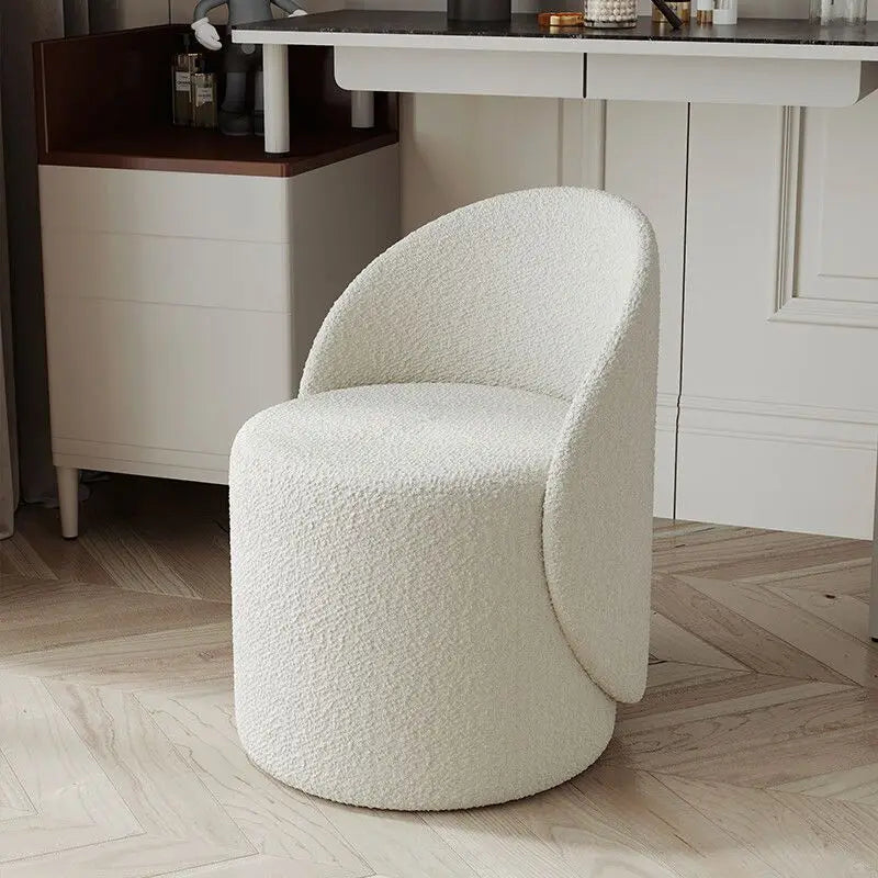 Premium 360° Rotating Lambswool Fabric Stool - Soft & Durable Home Office Chair for Living Room, Bedroom, or Workspace
