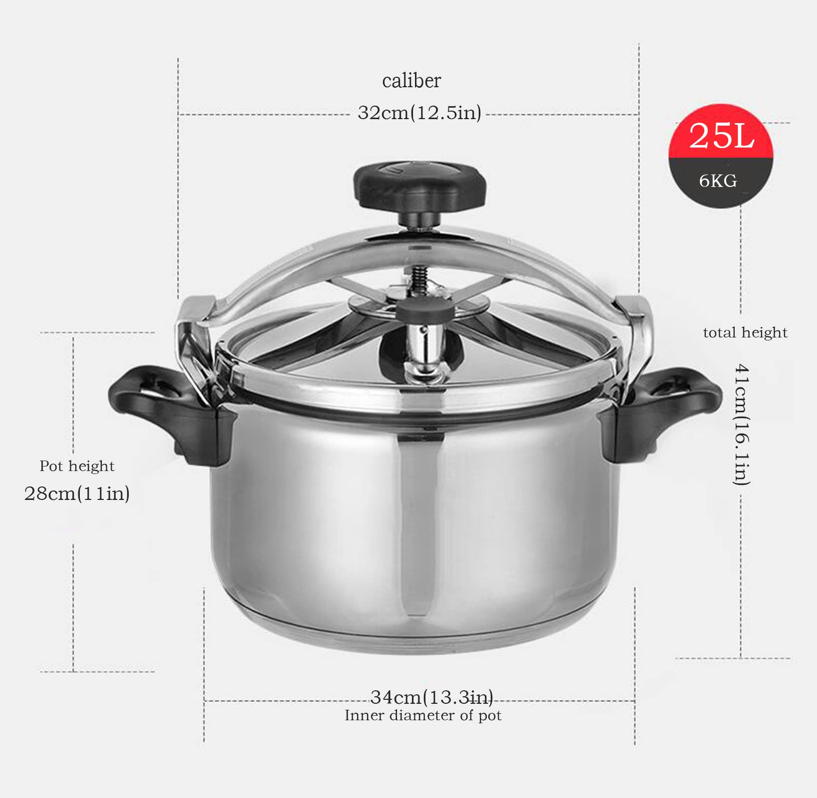 25 Quart Large Stainless Steel Pressure Cooker with Safety Lock - Explosion-Proof, Multi-Functional Steamer & Canner - Compatible with All Hob Types (Gas, Electric, Induction) - Perfect for Home Cooking, Canning, Meal Prep & Large Gatherings