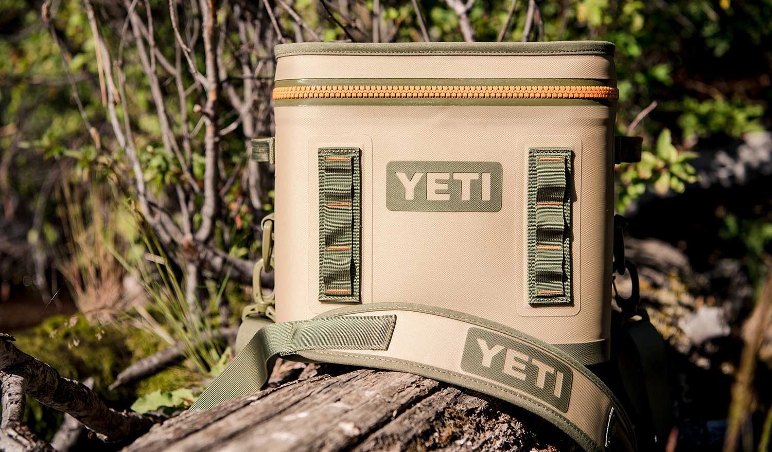 YETI Hopper Flip 12 Can Portable Cooler - Insulated Soft-Sided Cooler for Camping, Beach & Tailgating - Field Tan / Blaze Orange - Keeps Drinks Cold for Hours - Perfect for Outdoor Adventures, Picnics & Road Trips